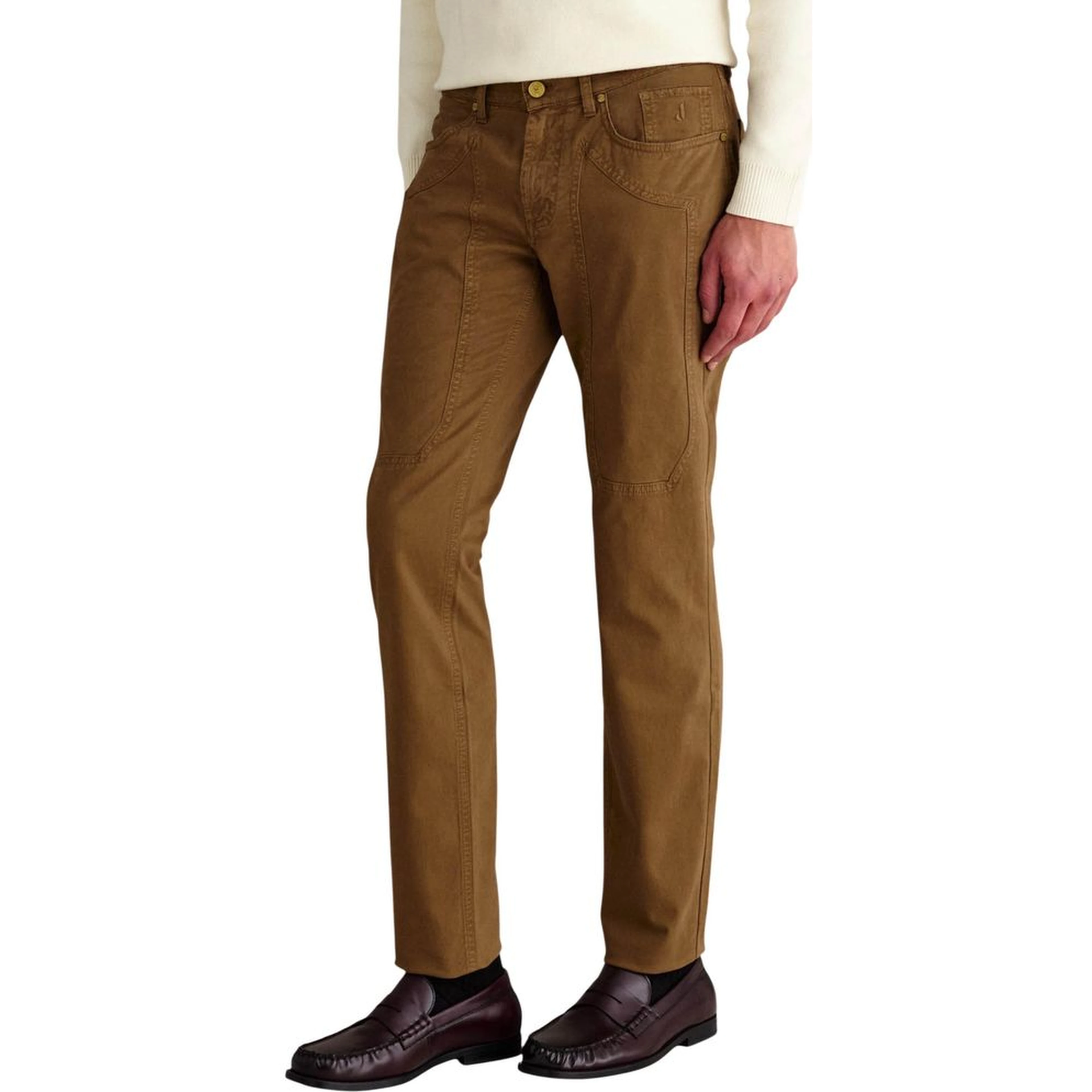 Beige Elastane Skinny Pants
