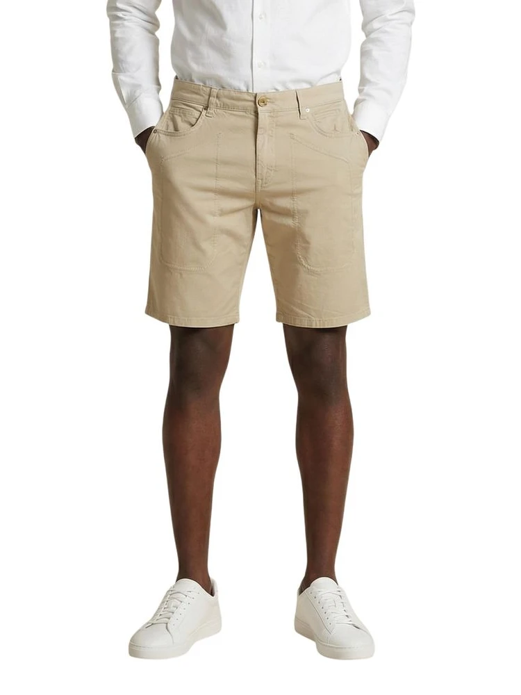 Beige Cotton Bermuda Shorts