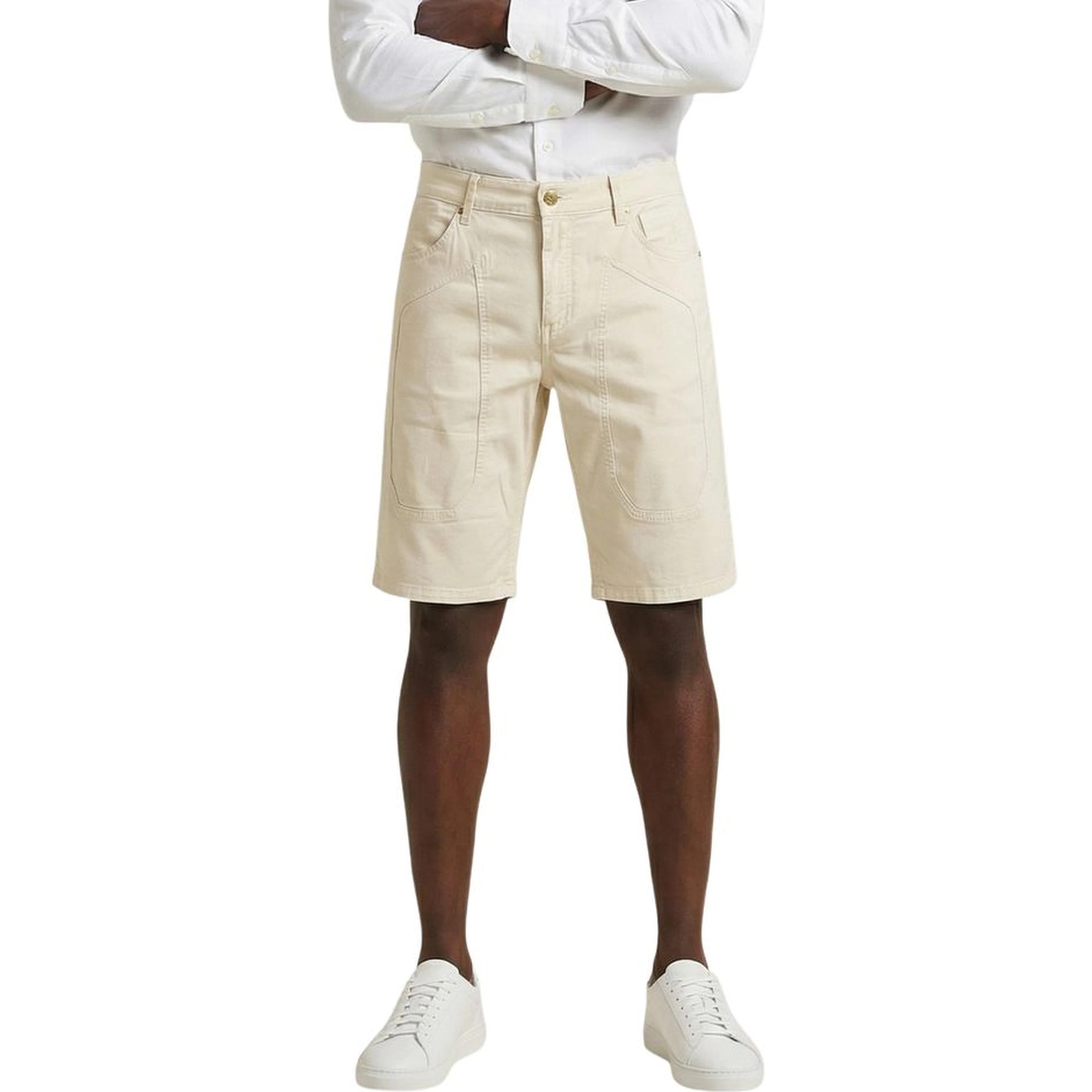 Cream Cotton Bermuda Shorts