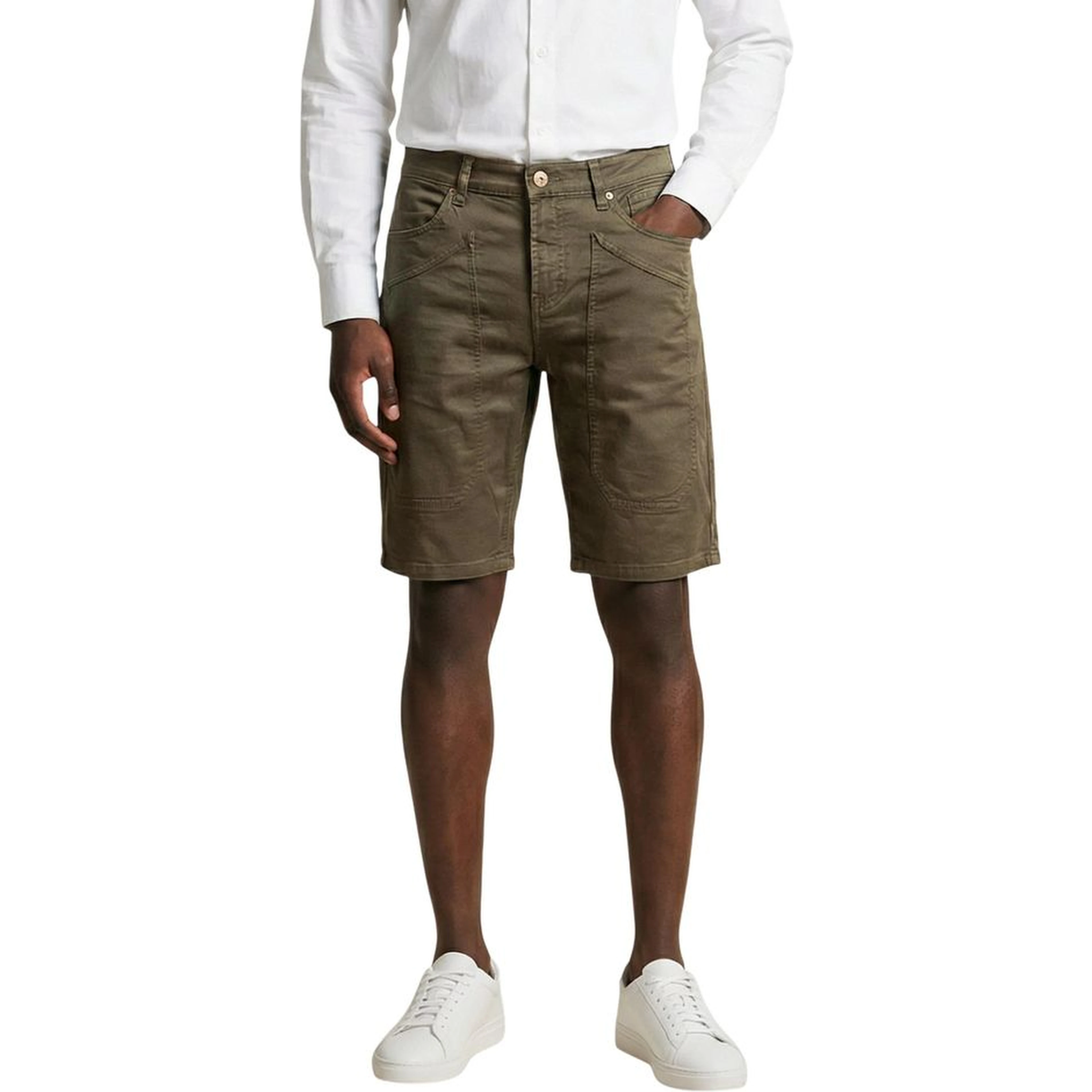 Bicolor Cotton Bermuda Shorts