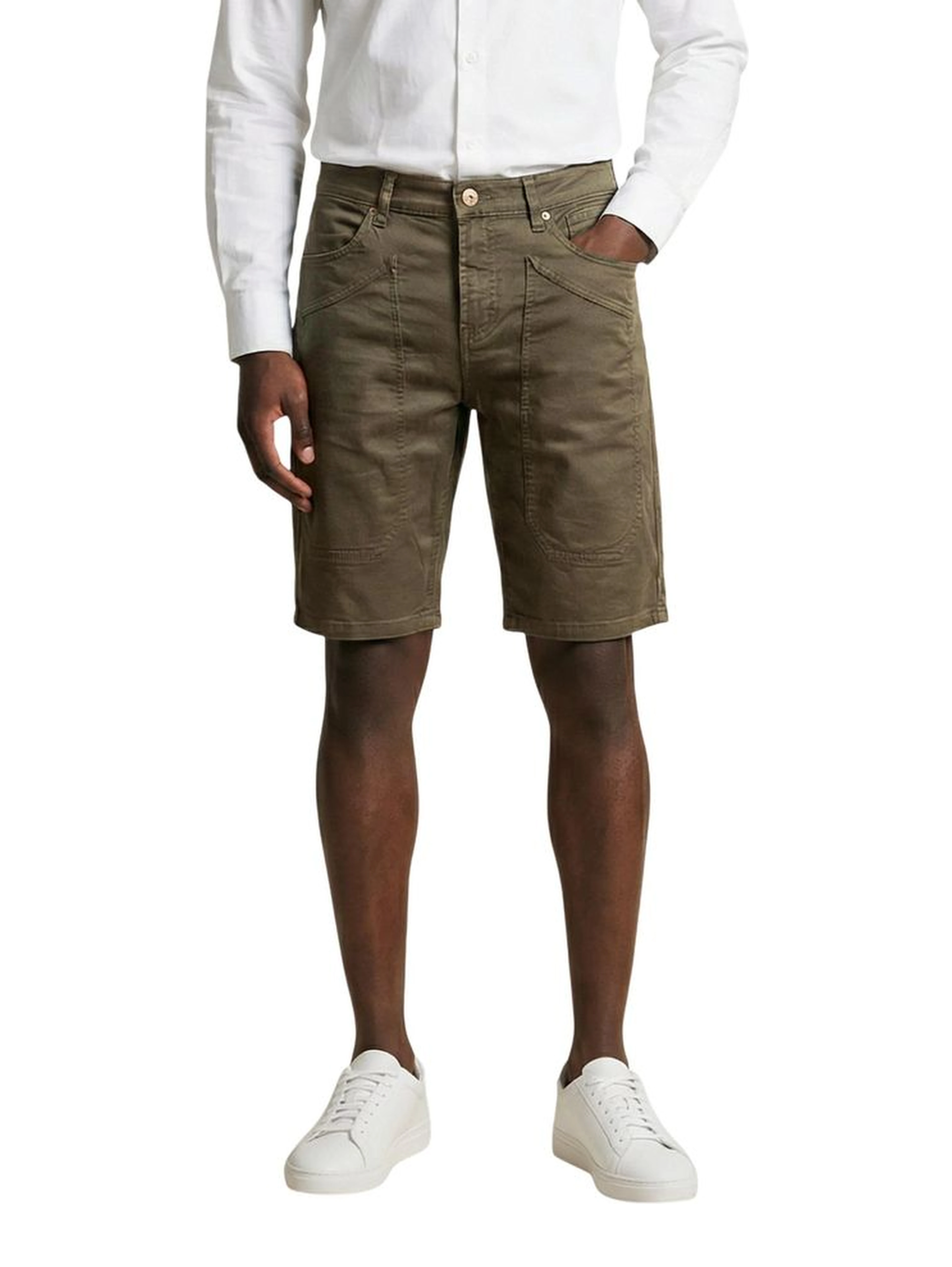 Bicolor Cotton Bermuda Shorts