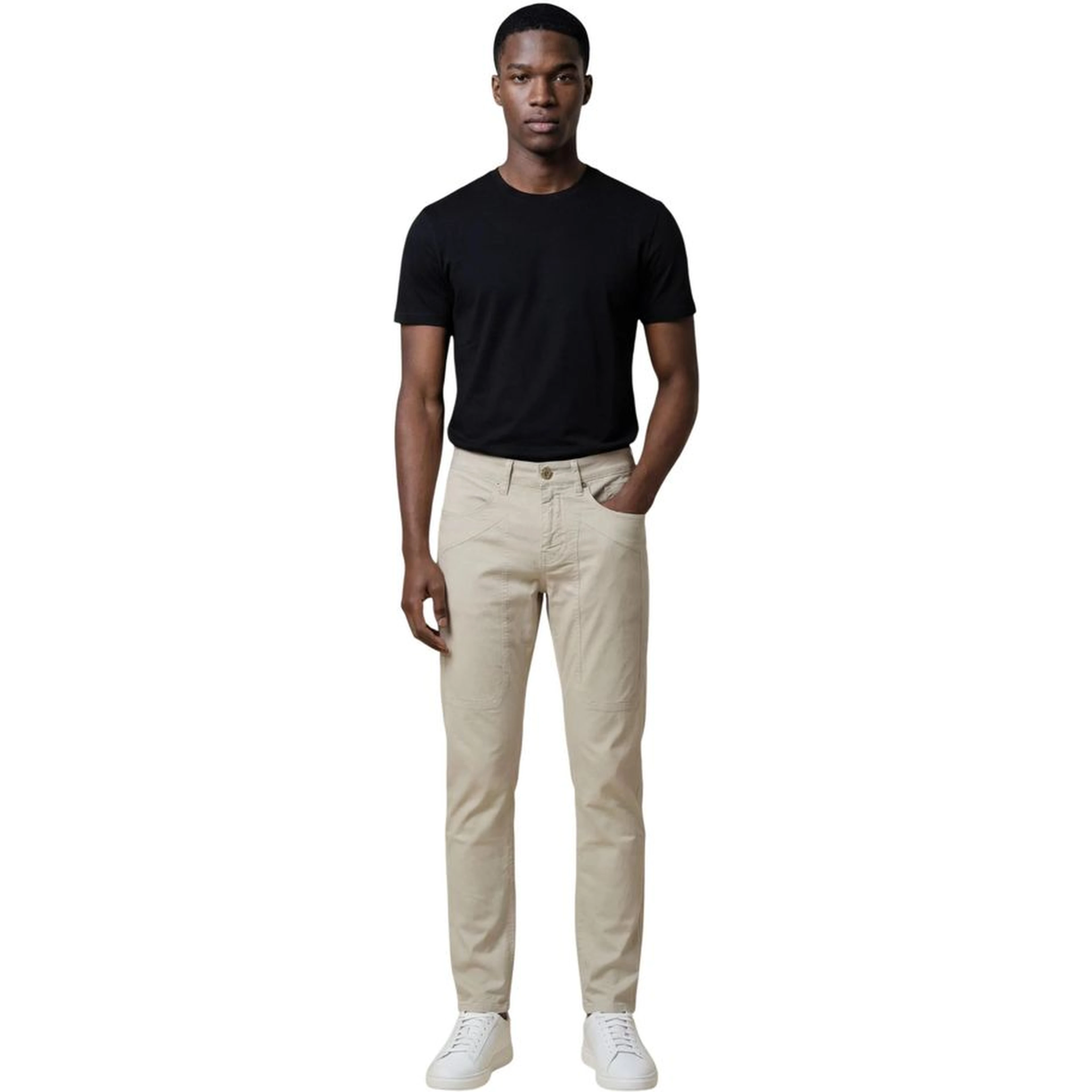 Gray Elastane Skinny Pants