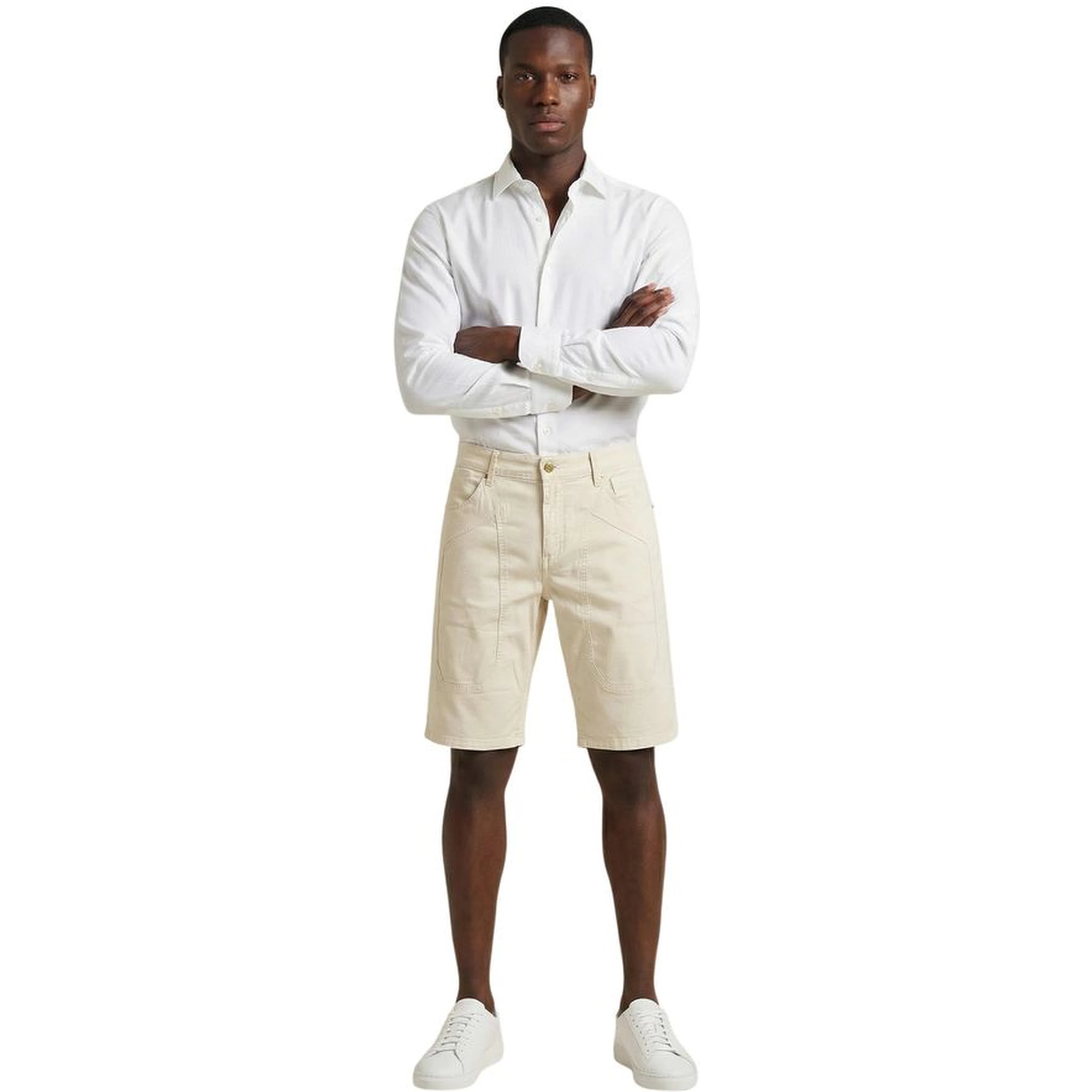 Cream Cotton Bermuda Shorts