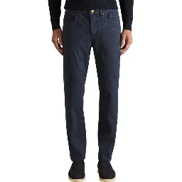 Blue Elastane Skinny Pants