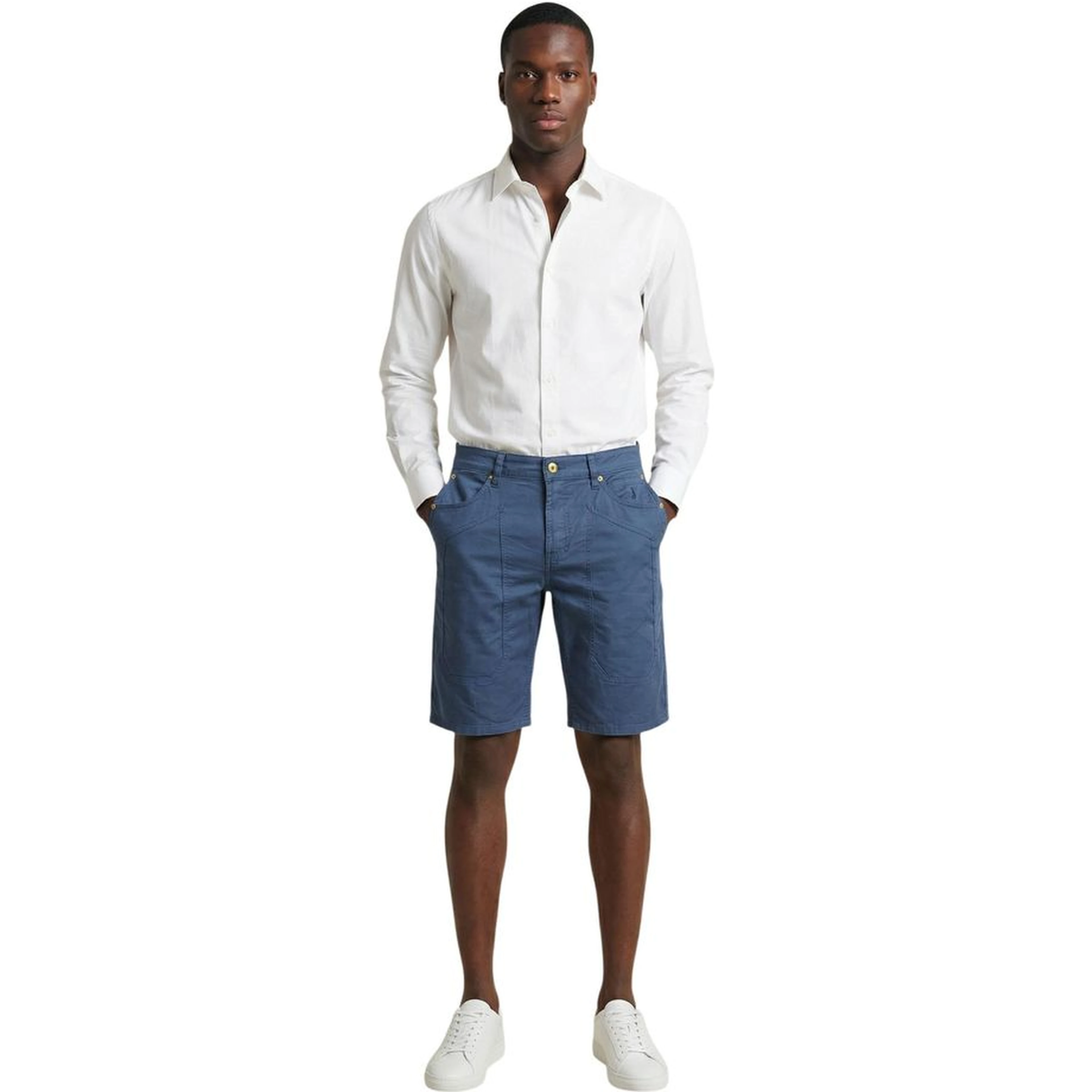Blue Cotton Bermuda Shorts