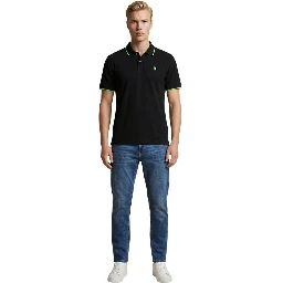Black Cotton Polo Shirt