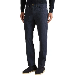 Blue Elastane Skinny Pants