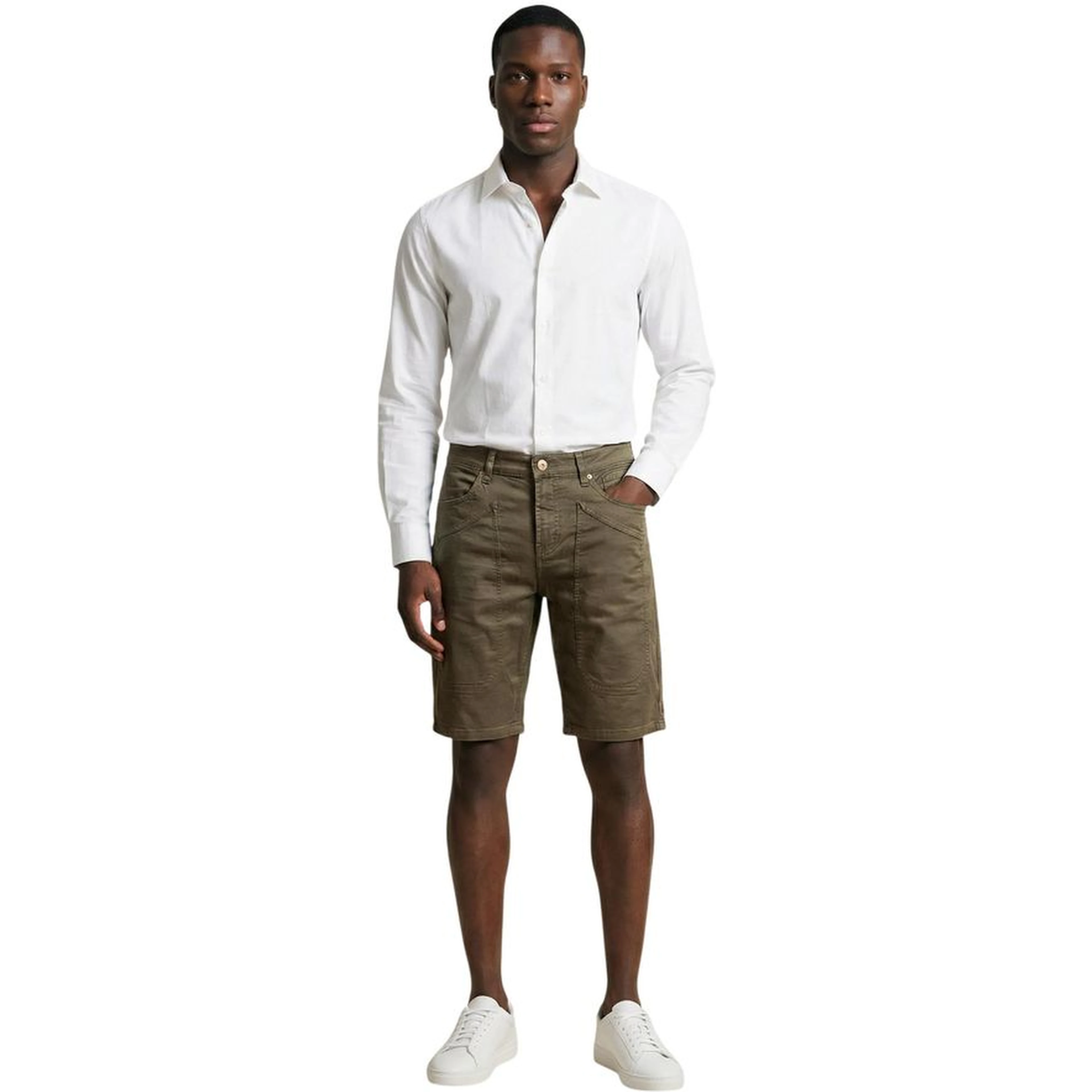 Bicolor Cotton Bermuda Shorts