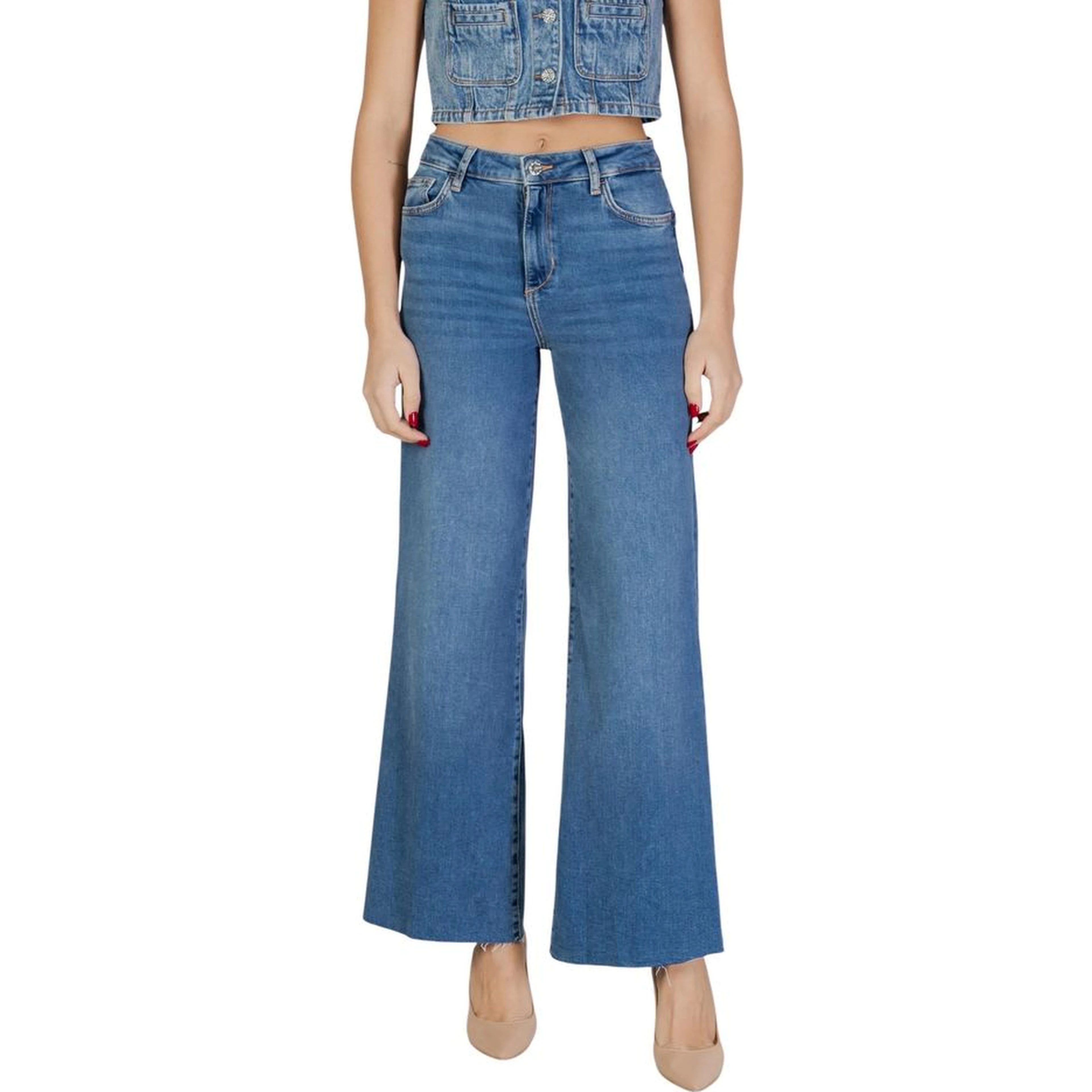 Blue Cotton Bootcut Jeans