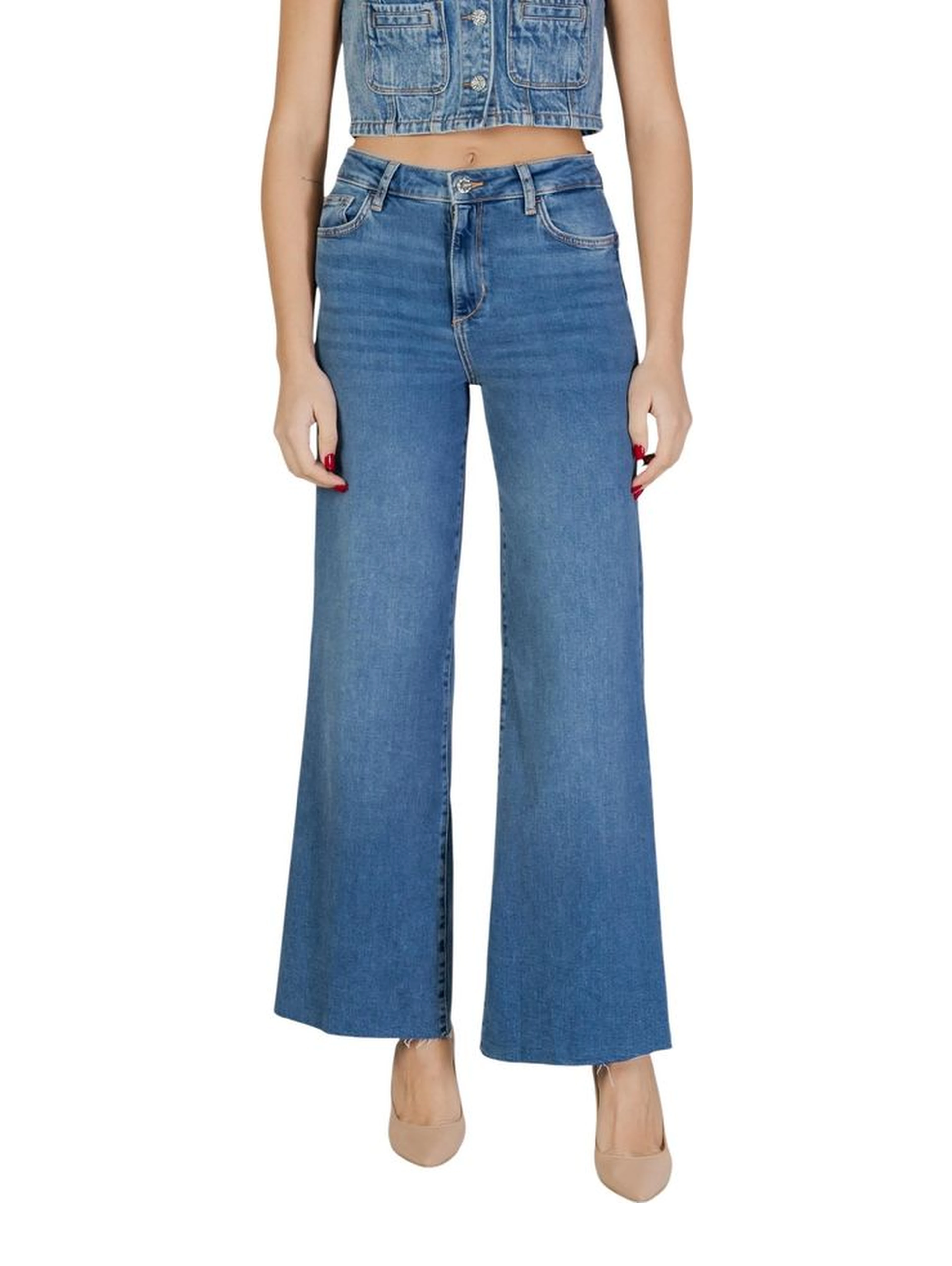 Blue Cotton Bootcut Jeans