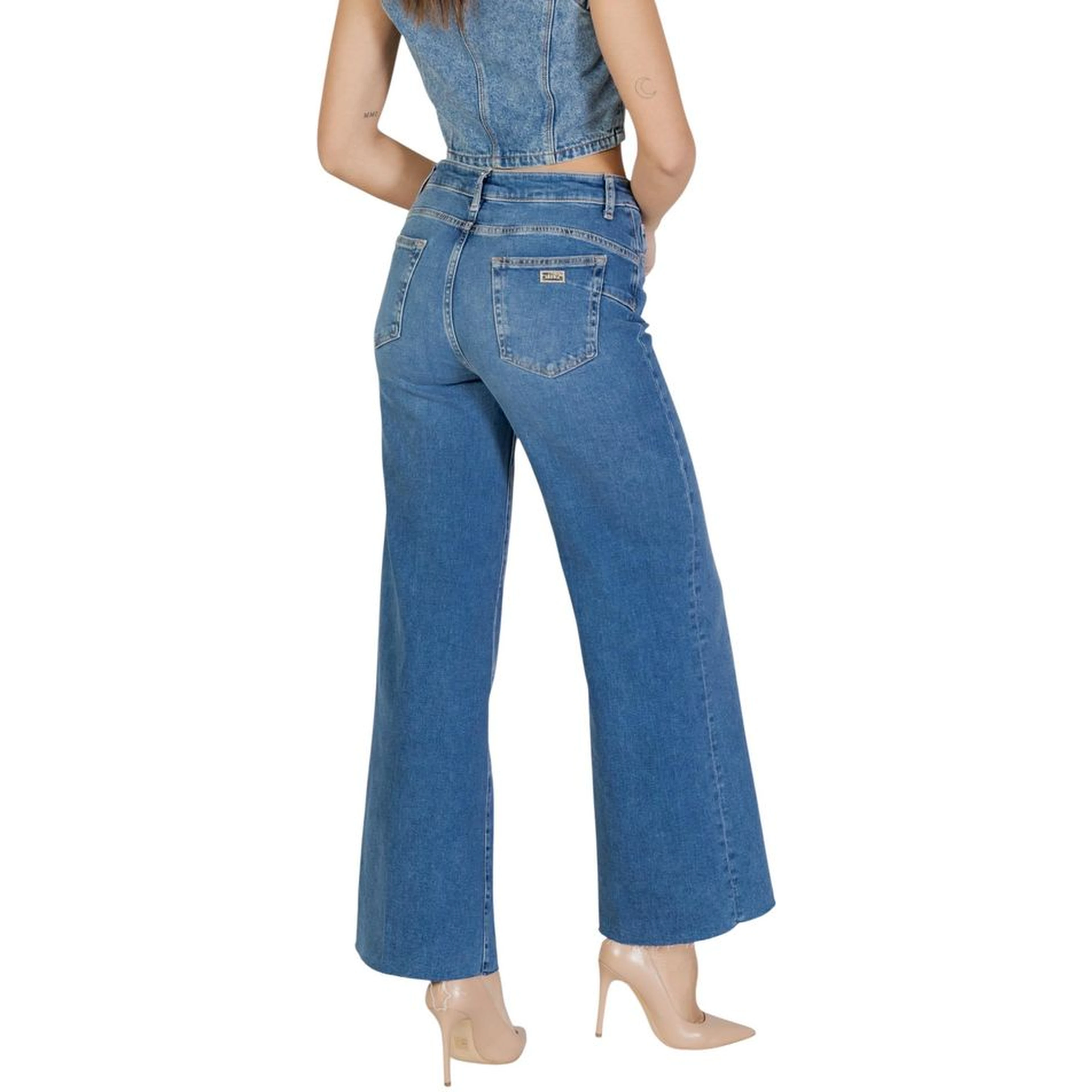 Blue Cotton Bootcut Jeans