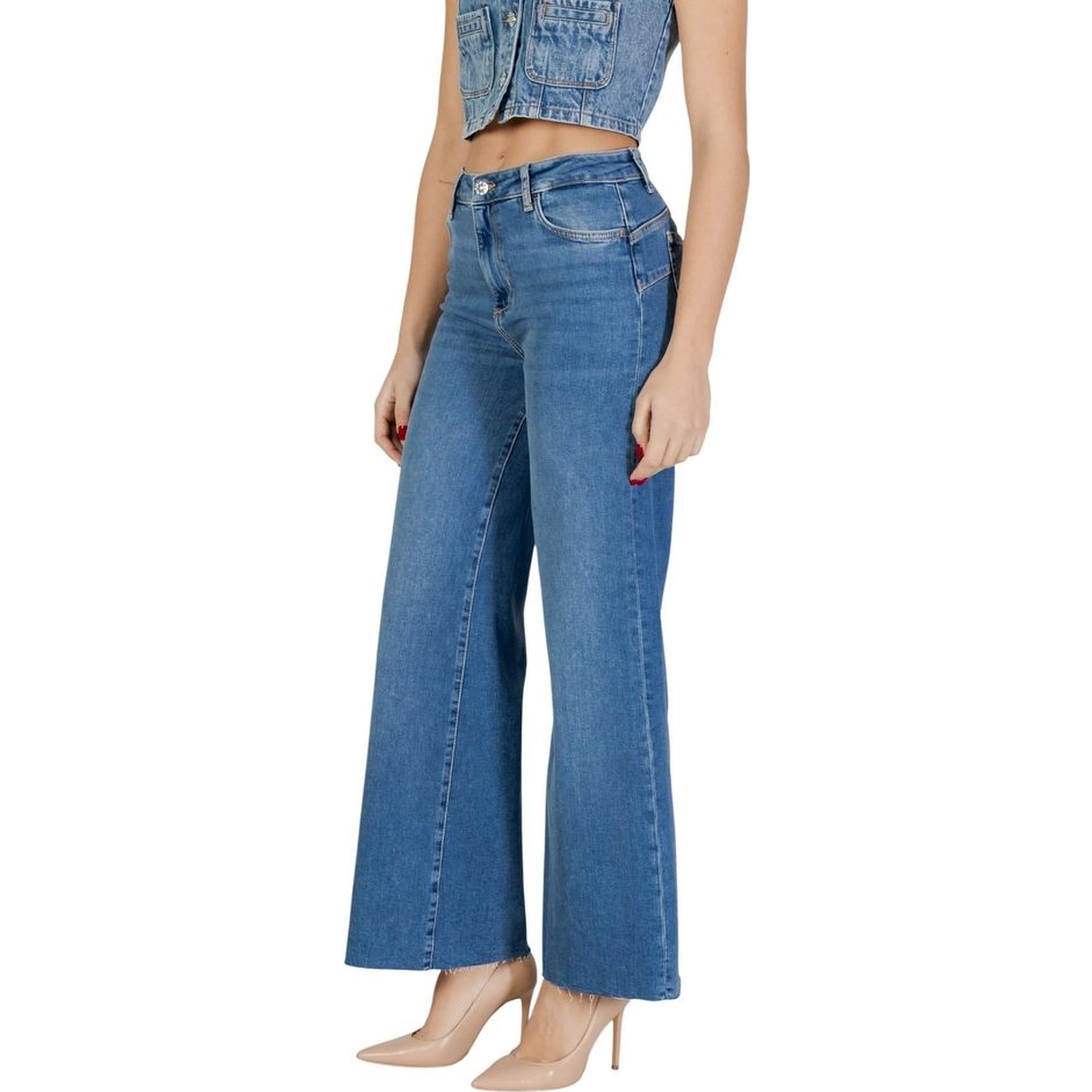 Blue Cotton Bootcut Jeans