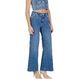 Blue Cotton Bootcut Jeans