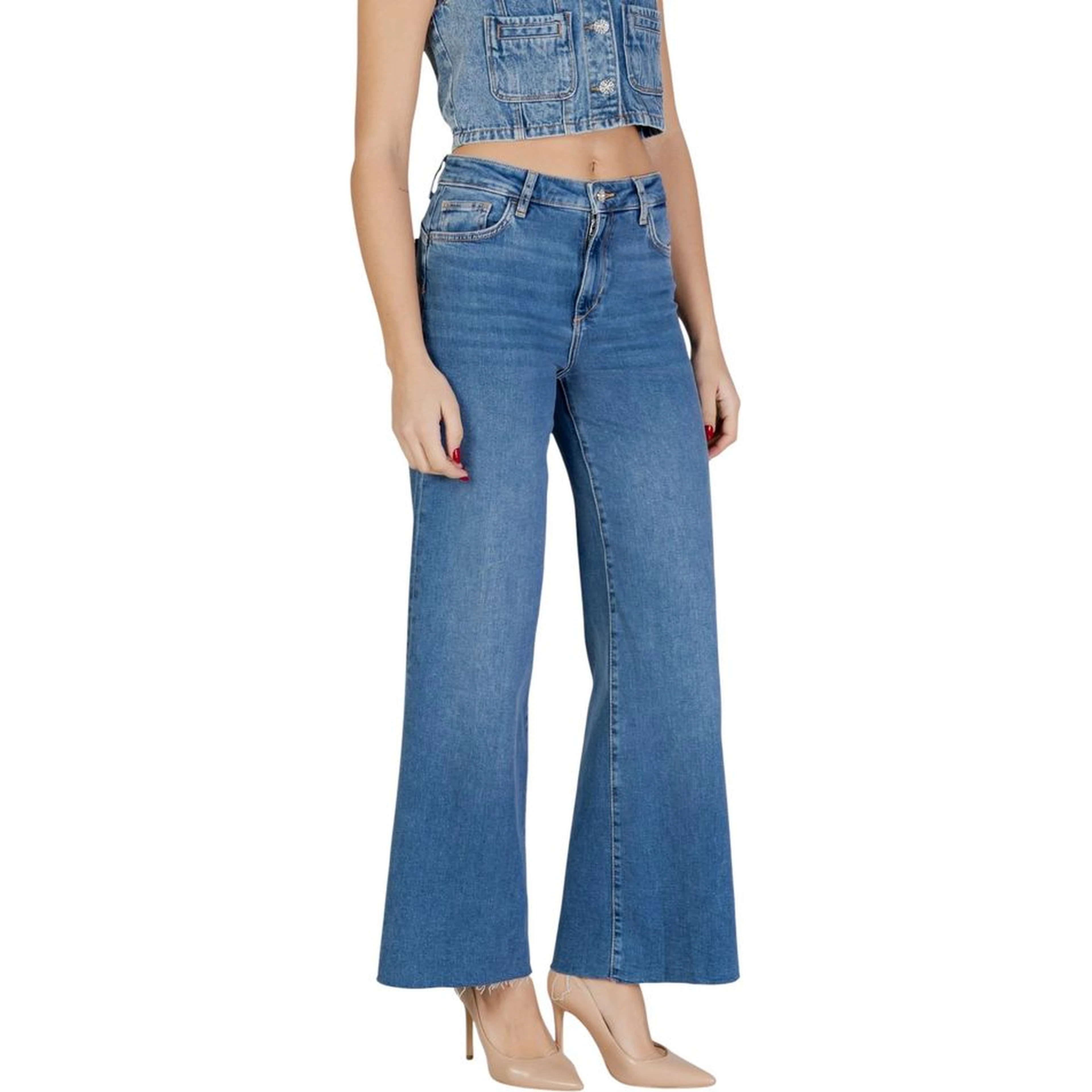 Blue Cotton Bootcut Jeans