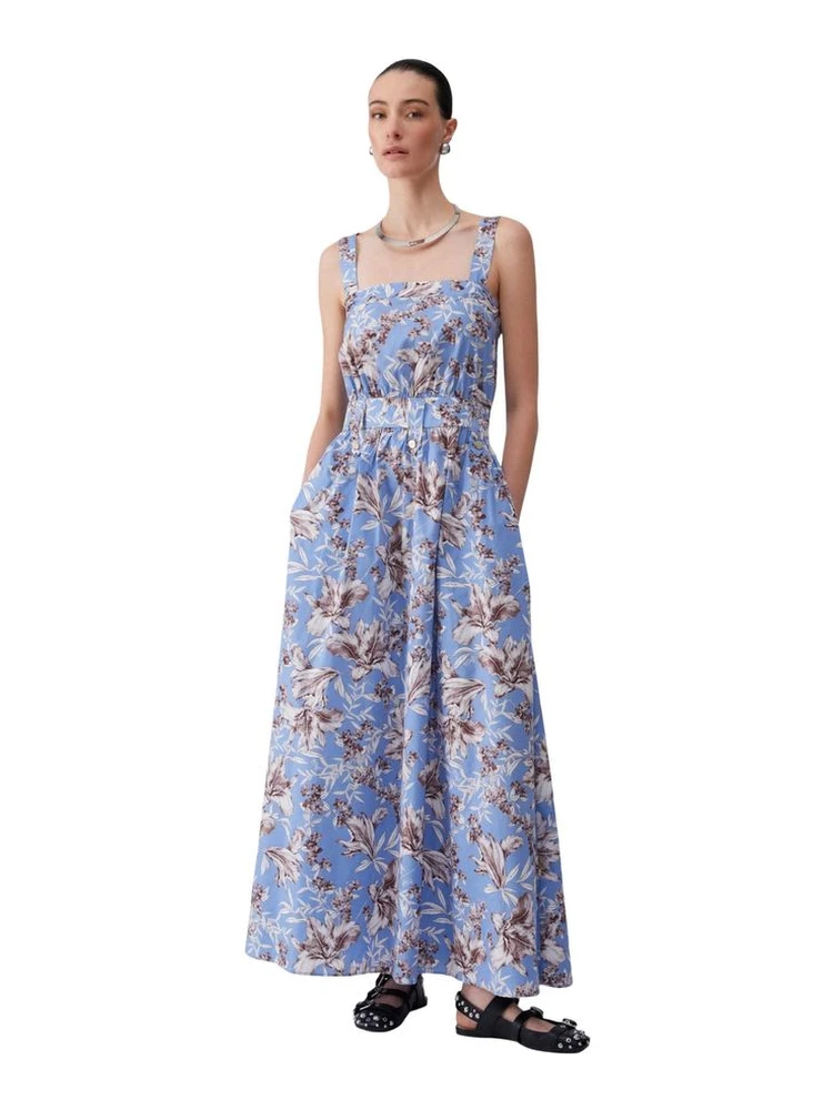 Blue Cotton Long Dress