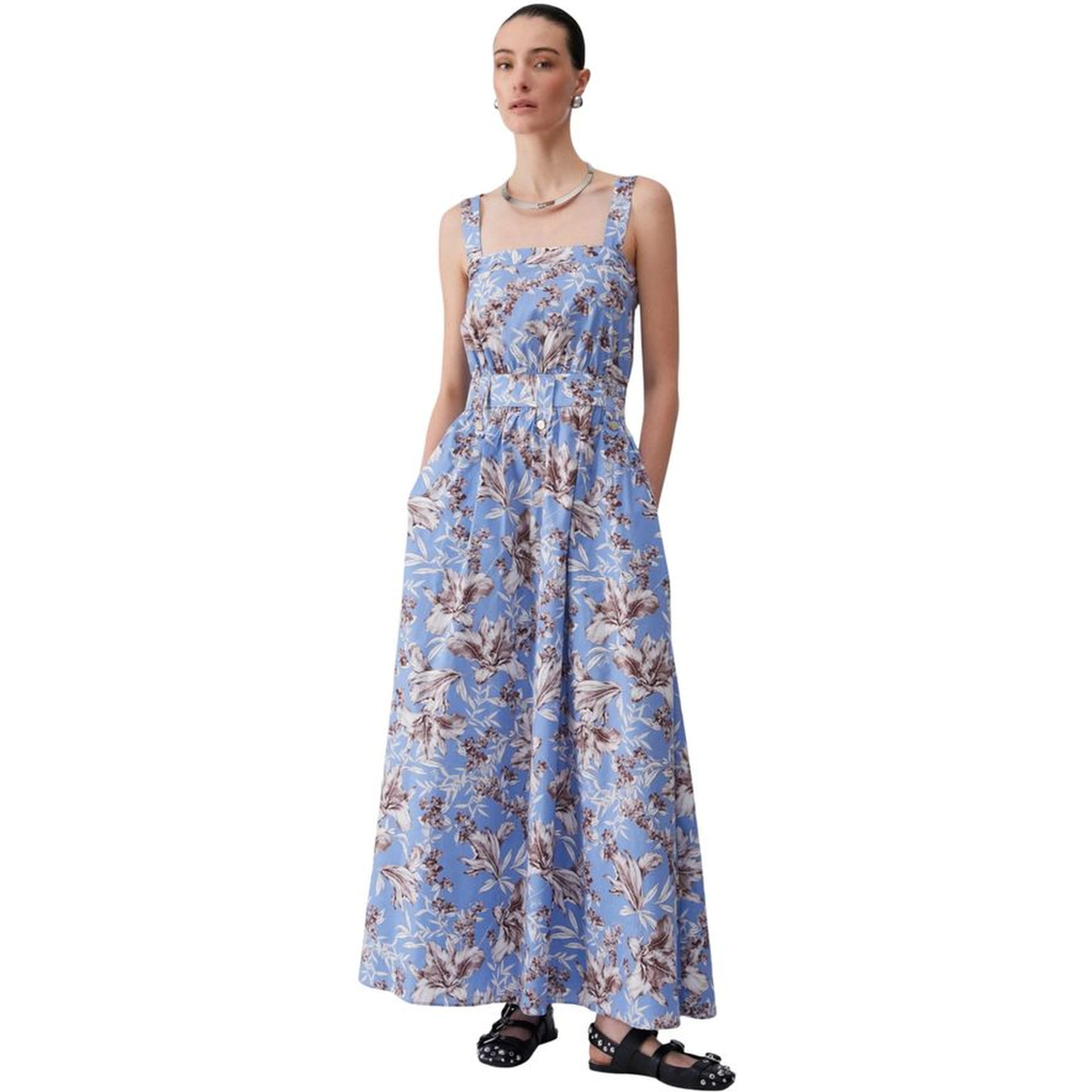 Blue Cotton Long Dress