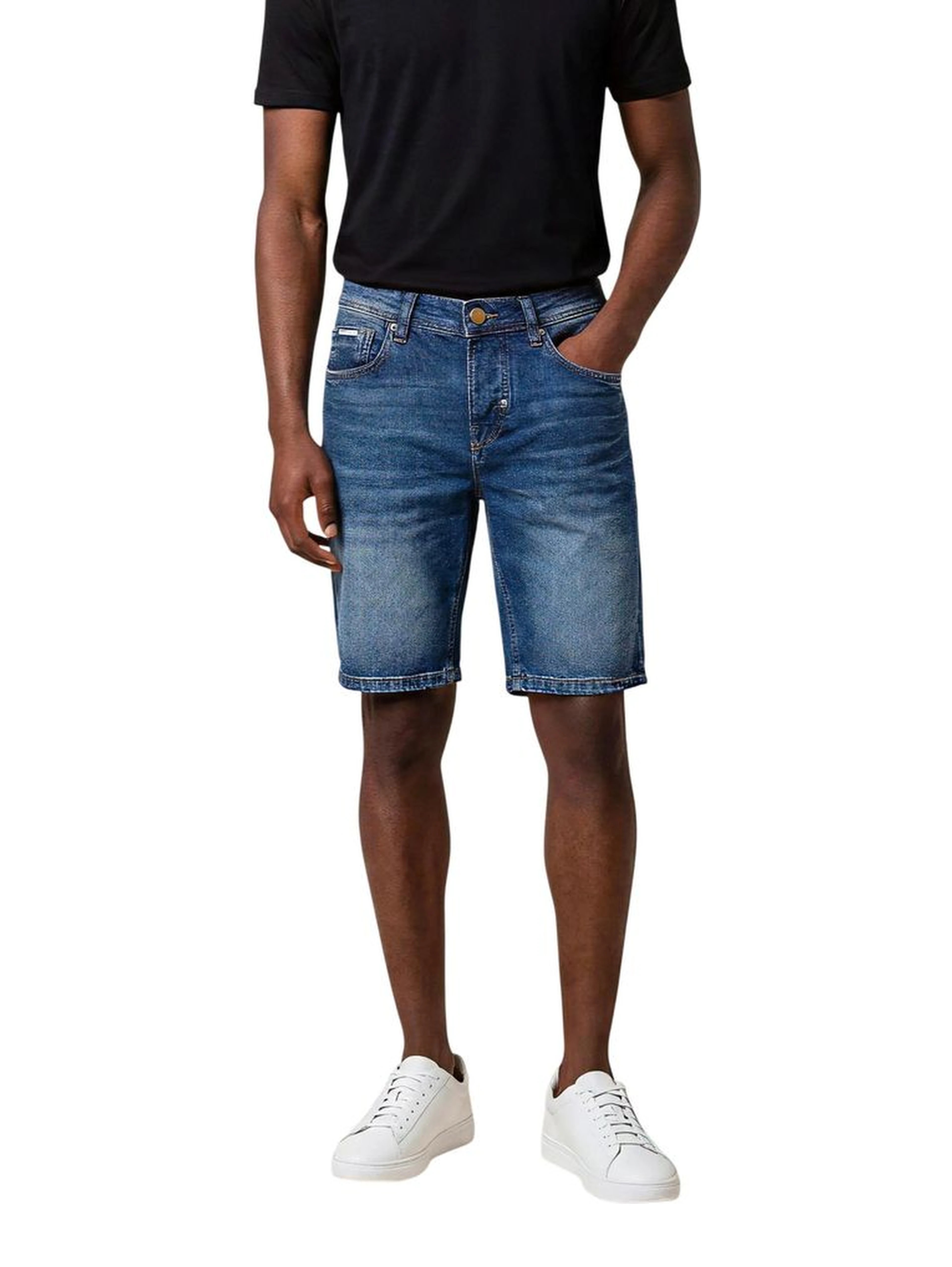Blue Cotton Bermuda Shorts