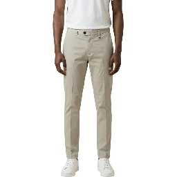 Beige Cotton Skinny Pants