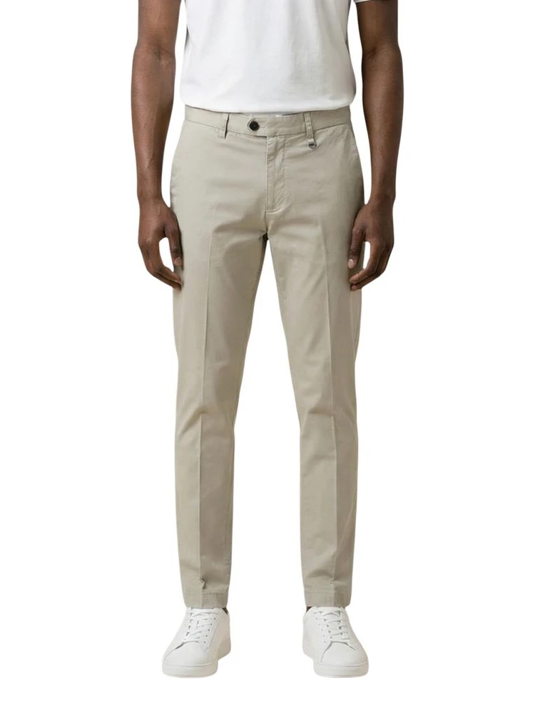 Beige Cotton Skinny Pants