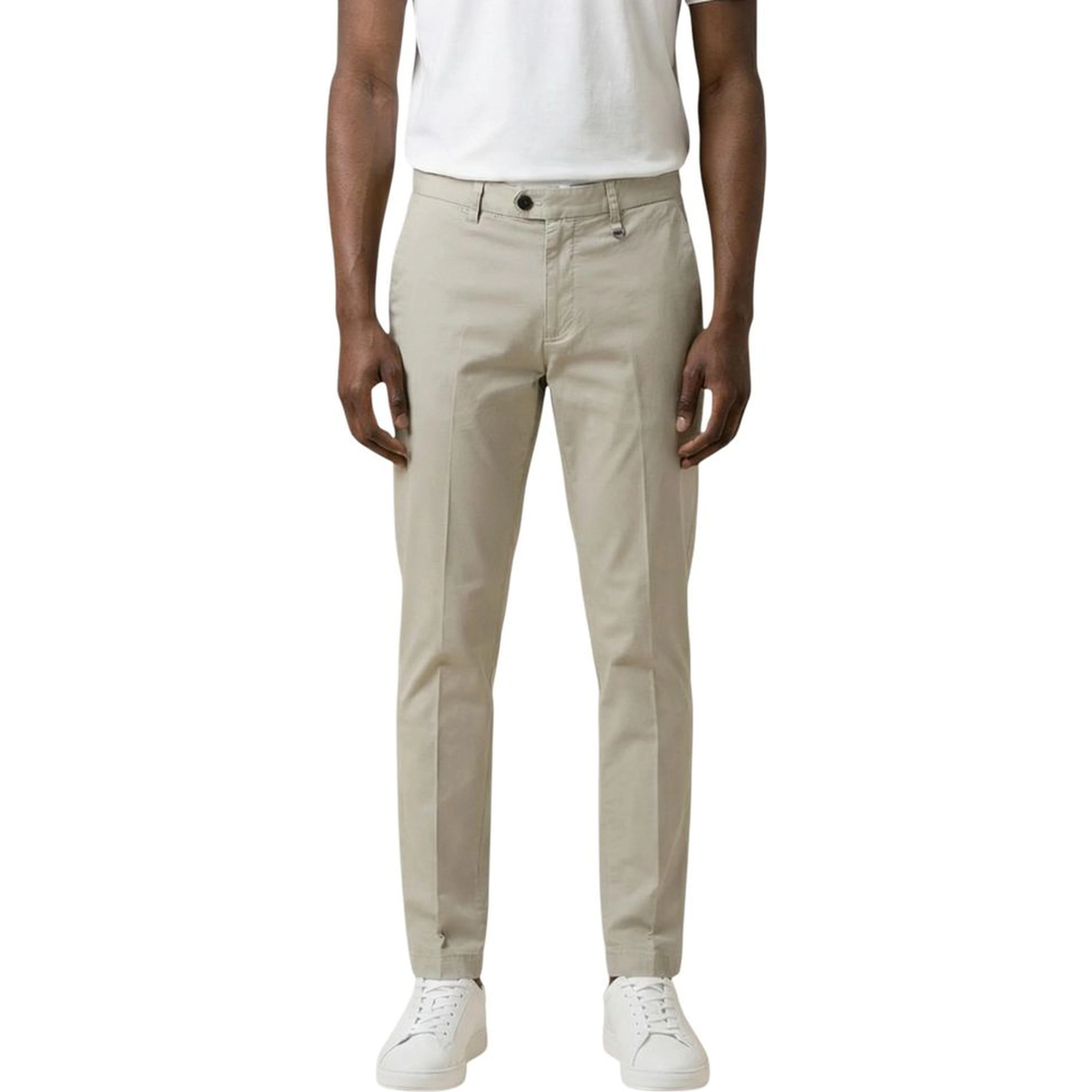 Beige Cotton Skinny Pants