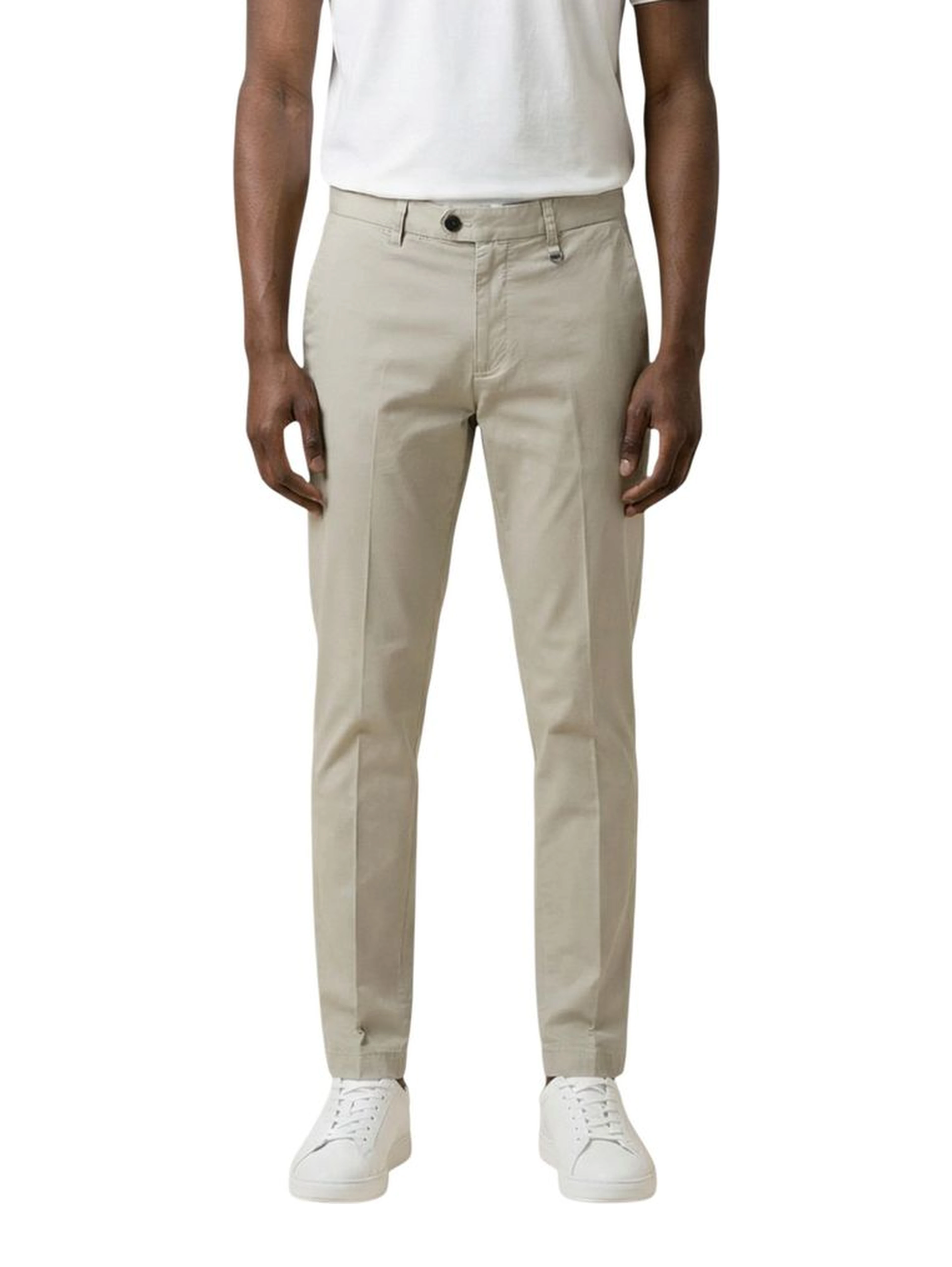Beige Cotton Skinny Pants