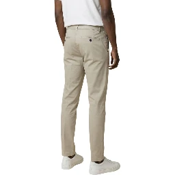Beige Cotton Skinny Pants