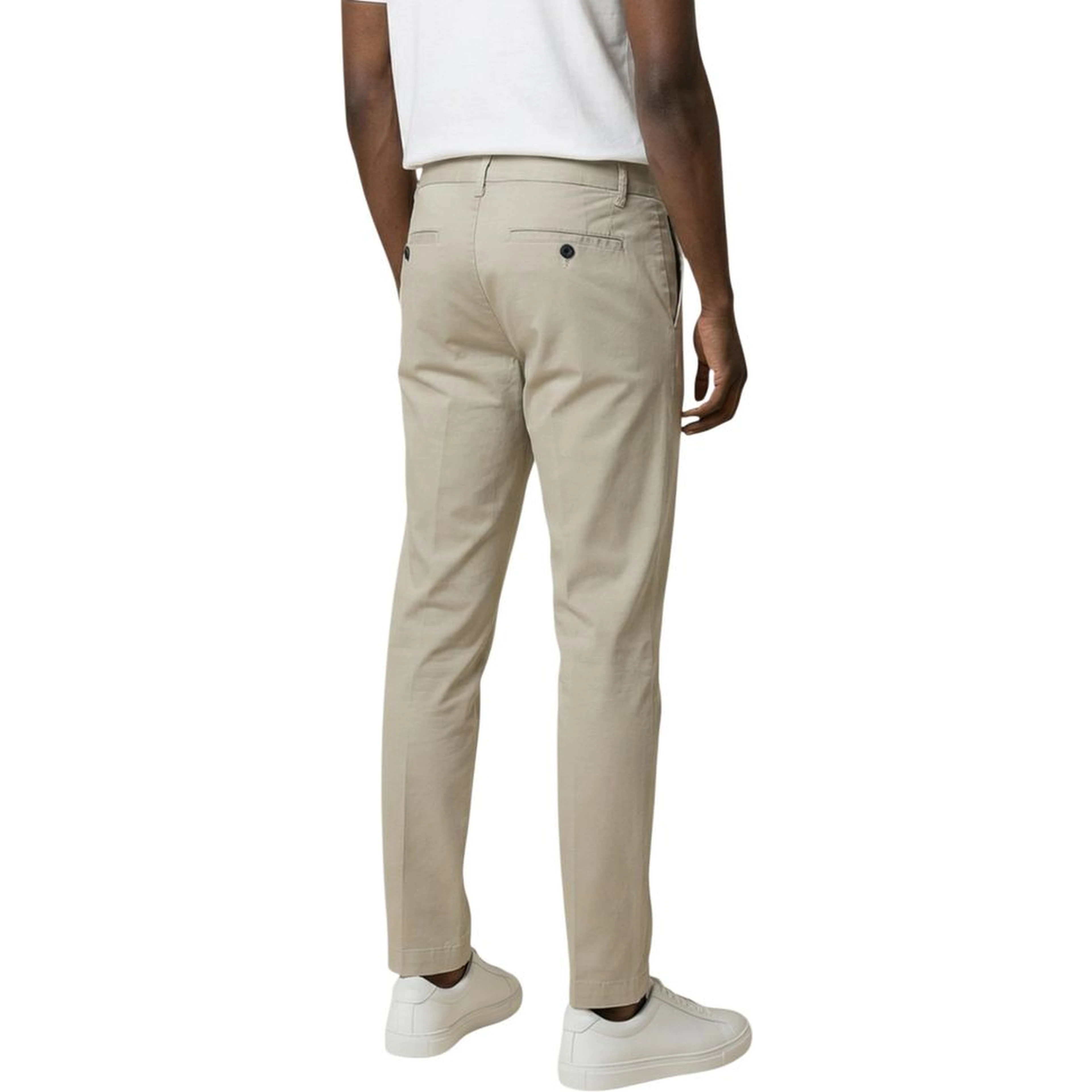Beige Cotton Skinny Pants