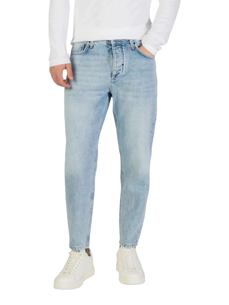 Light Blue Cotton Relaxed Fit Jeans