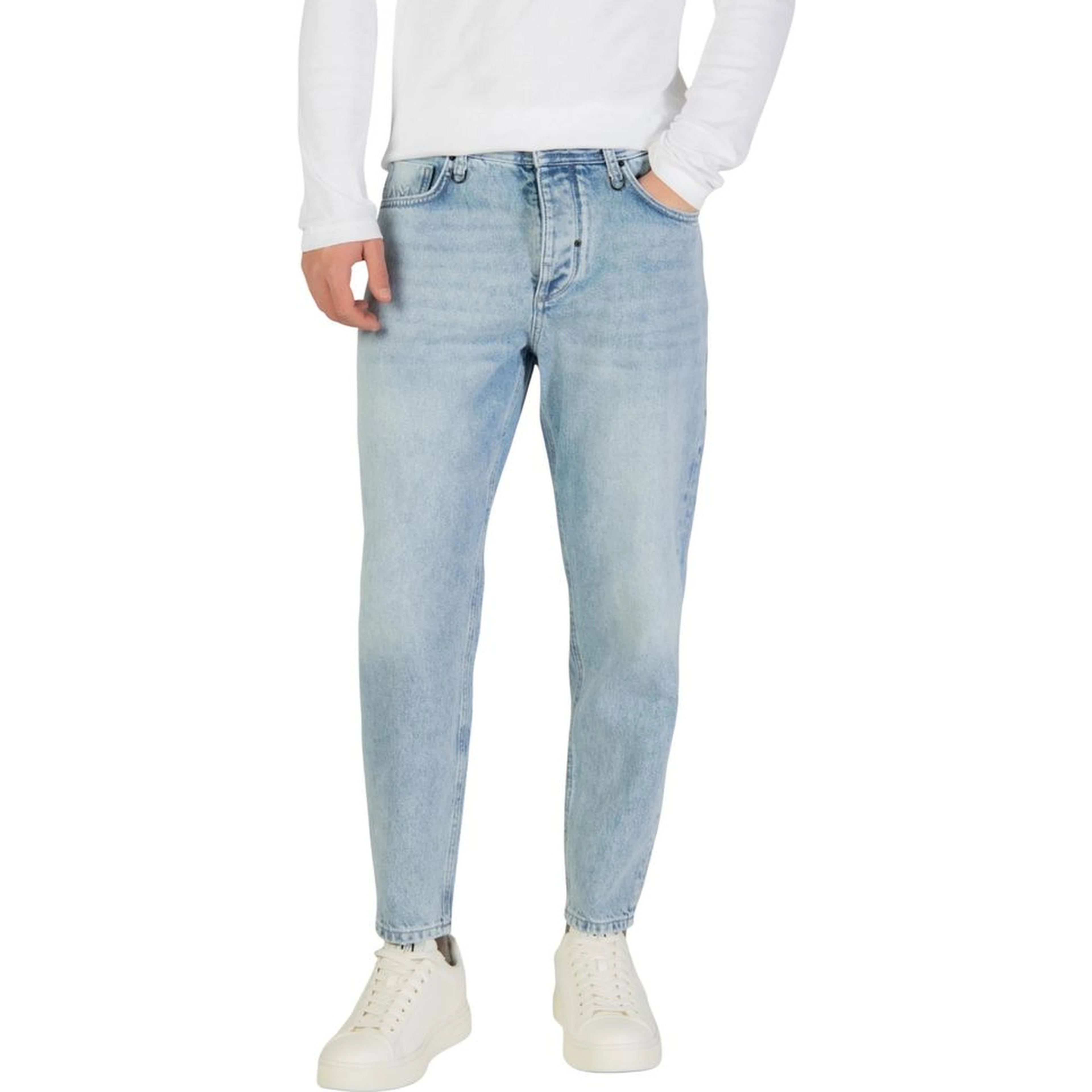 Light Blue Cotton Relaxed Fit Jeans