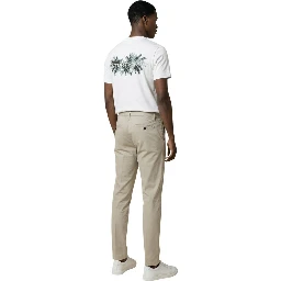 Beige Cotton Skinny Pants
