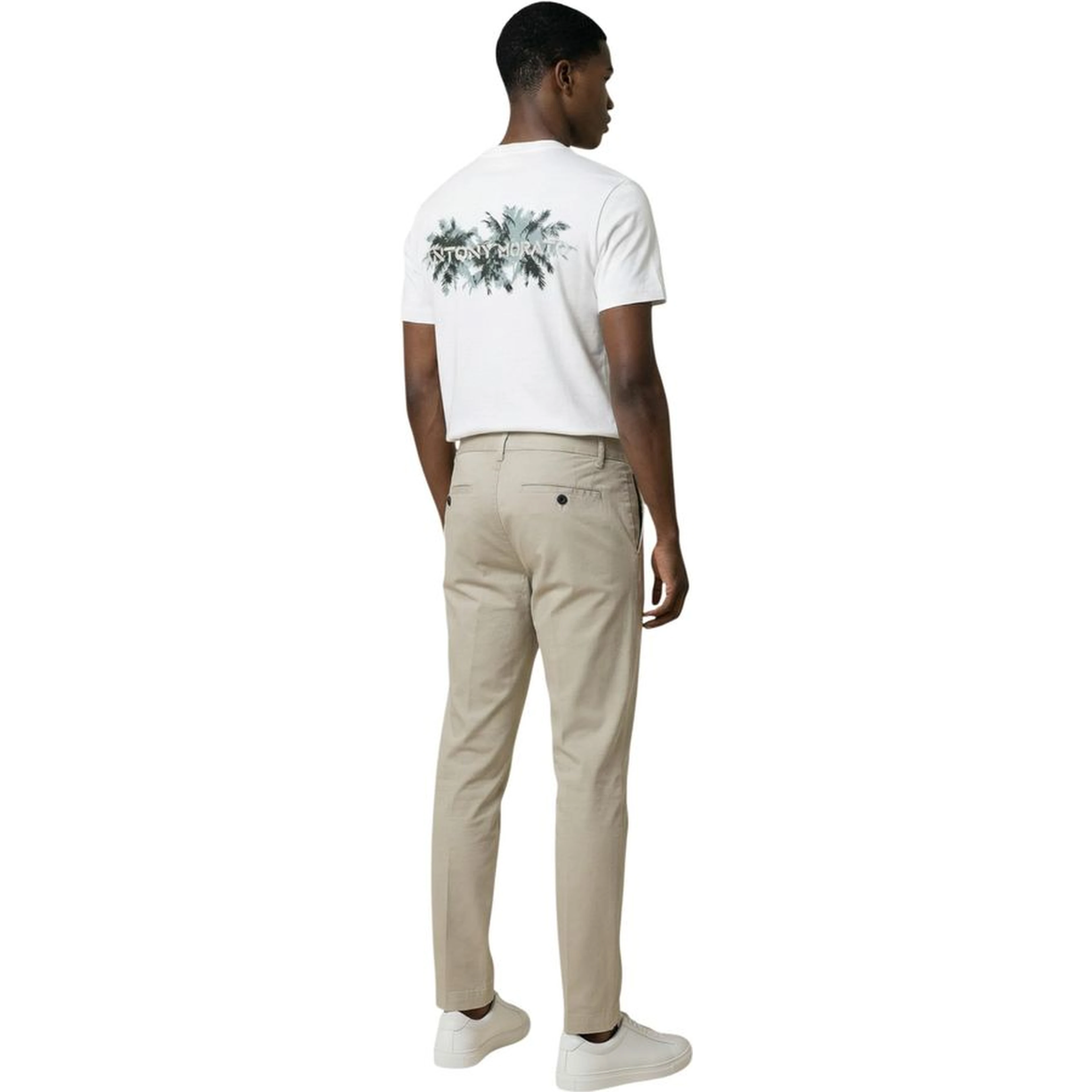Beige Cotton Skinny Pants
