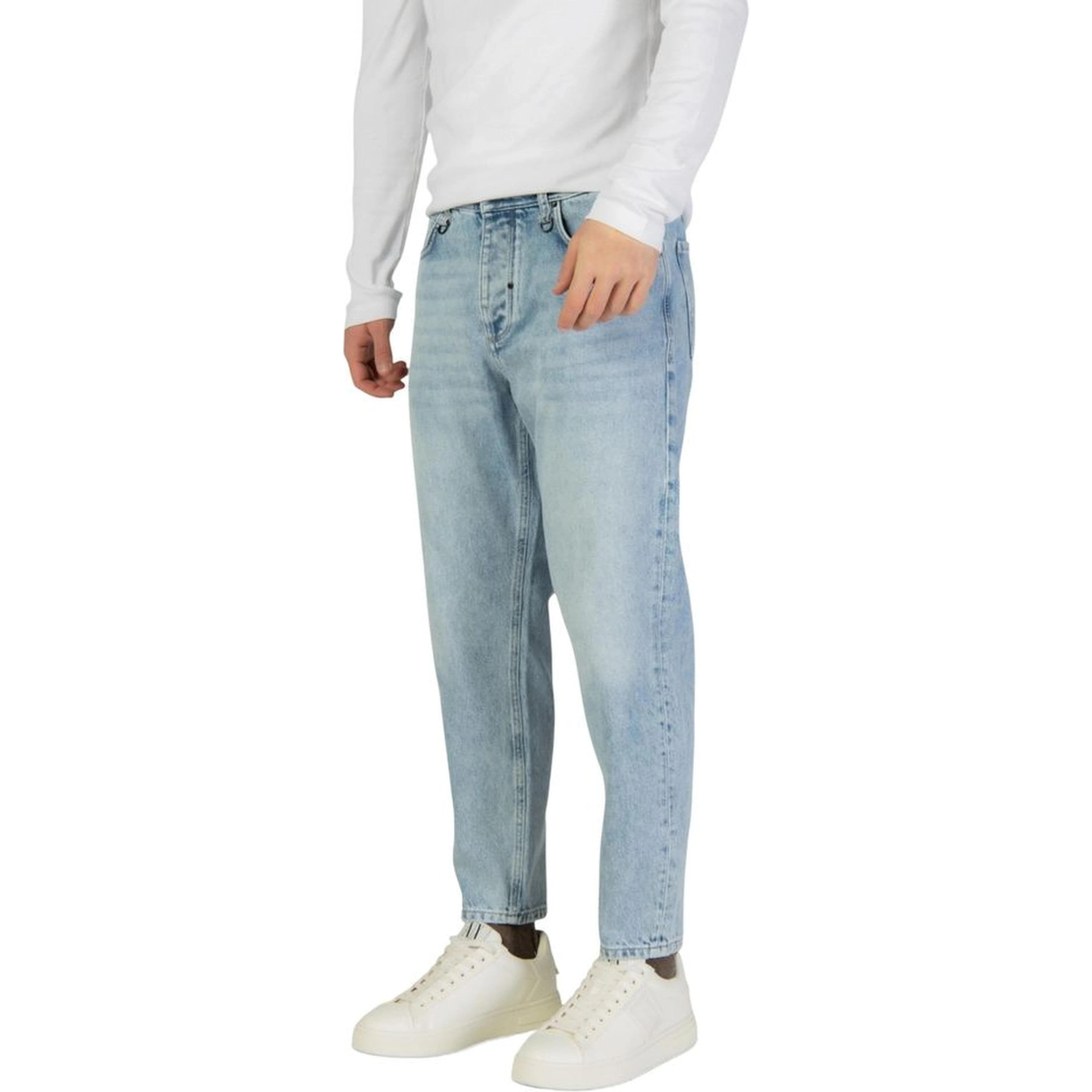 Light Blue Cotton Relaxed Fit Jeans