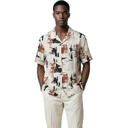 Beige Viscose Shortsleeve Shirt
