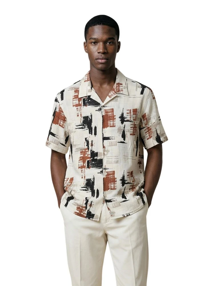 Beige Viscose Shortsleeve Shirt