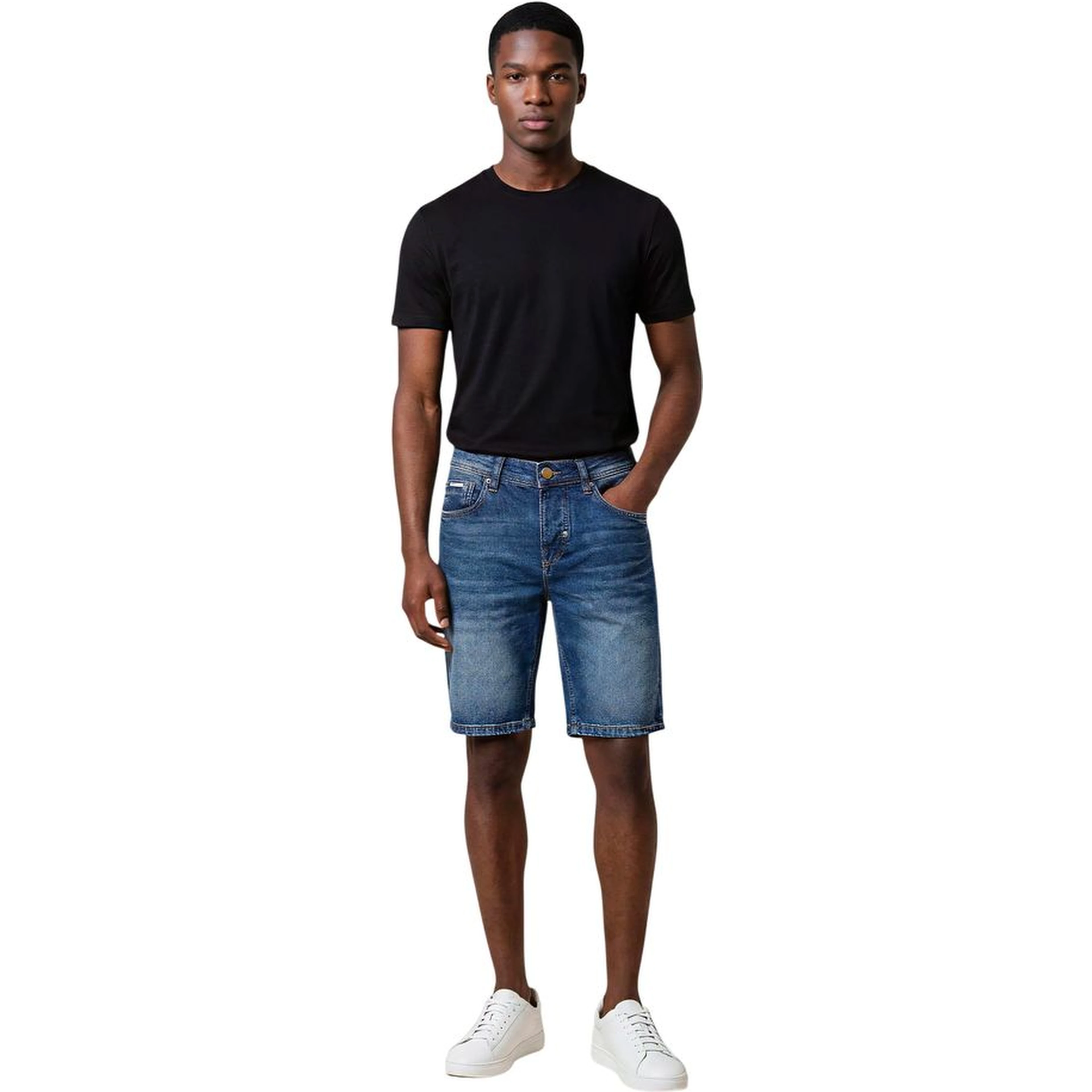Blue Cotton Bermuda Shorts