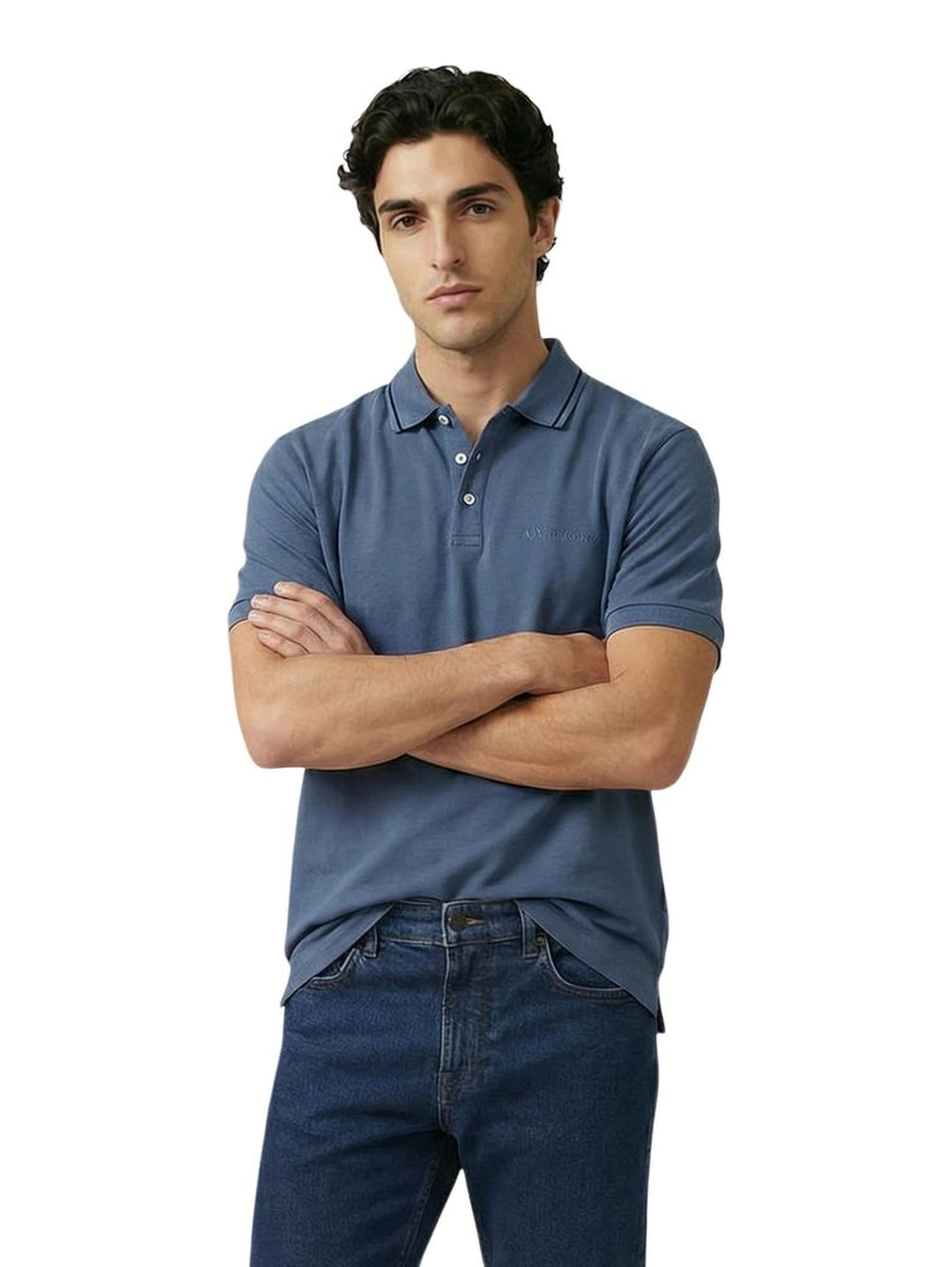 Blue Cotton Polo Shirt