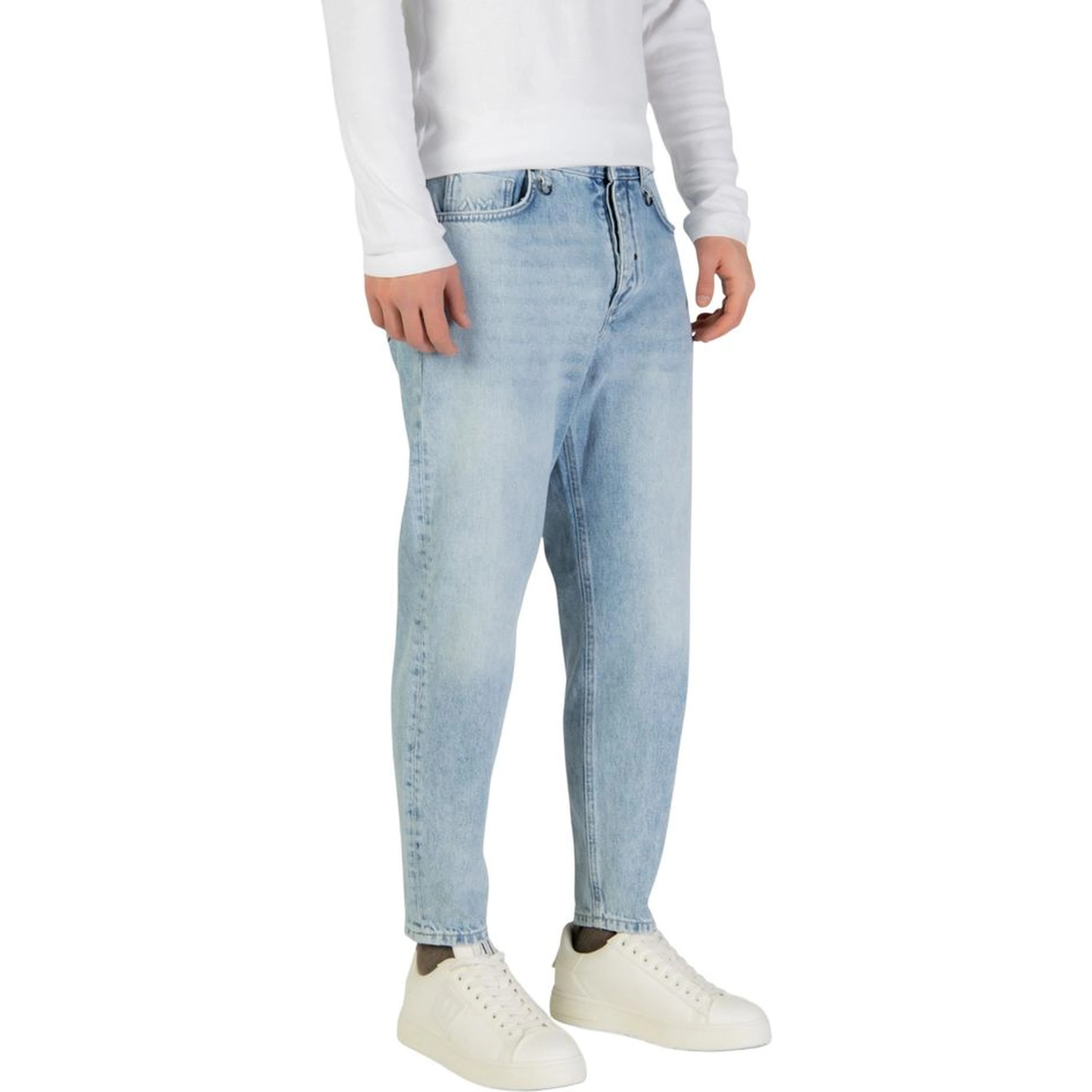 Light Blue Cotton Relaxed Fit Jeans