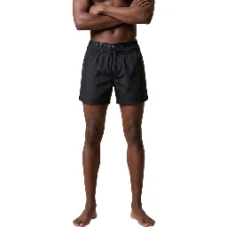Black Polyester Swim Shorts
