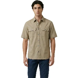 Beige Cotton Shortsleeve Shirt