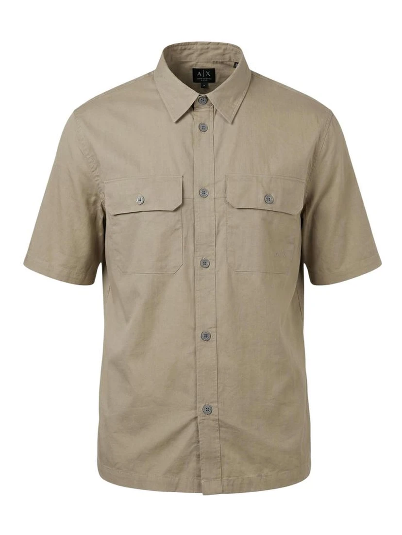 Beige Cotton Shortsleeve Shirt