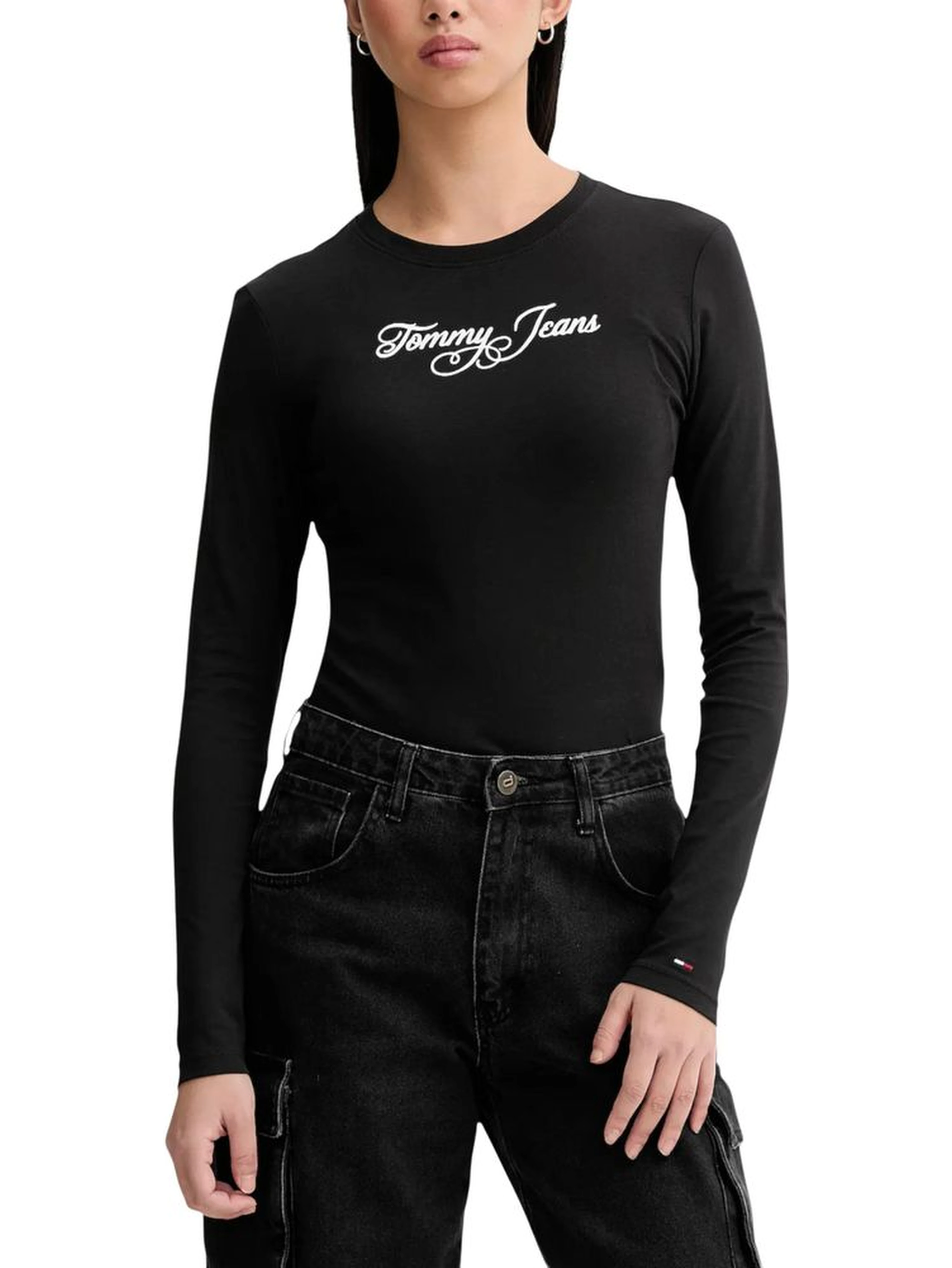 Black Recycled Cotton Long Sleeve T-Shirt