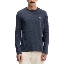 Blue Recycled Cotton Long Sleeve T-Shirt