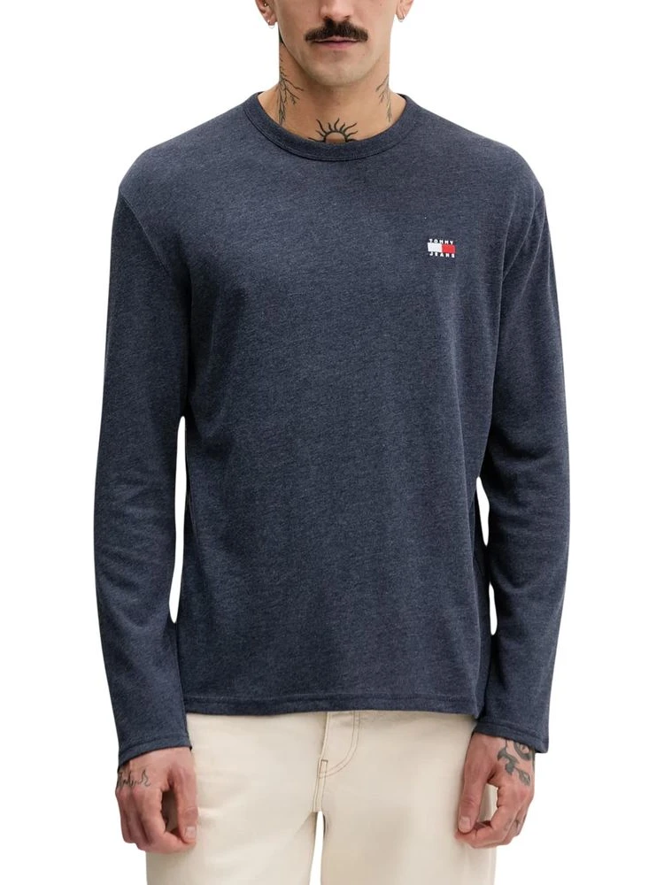 Blue Recycled Cotton Long Sleeve T-Shirt