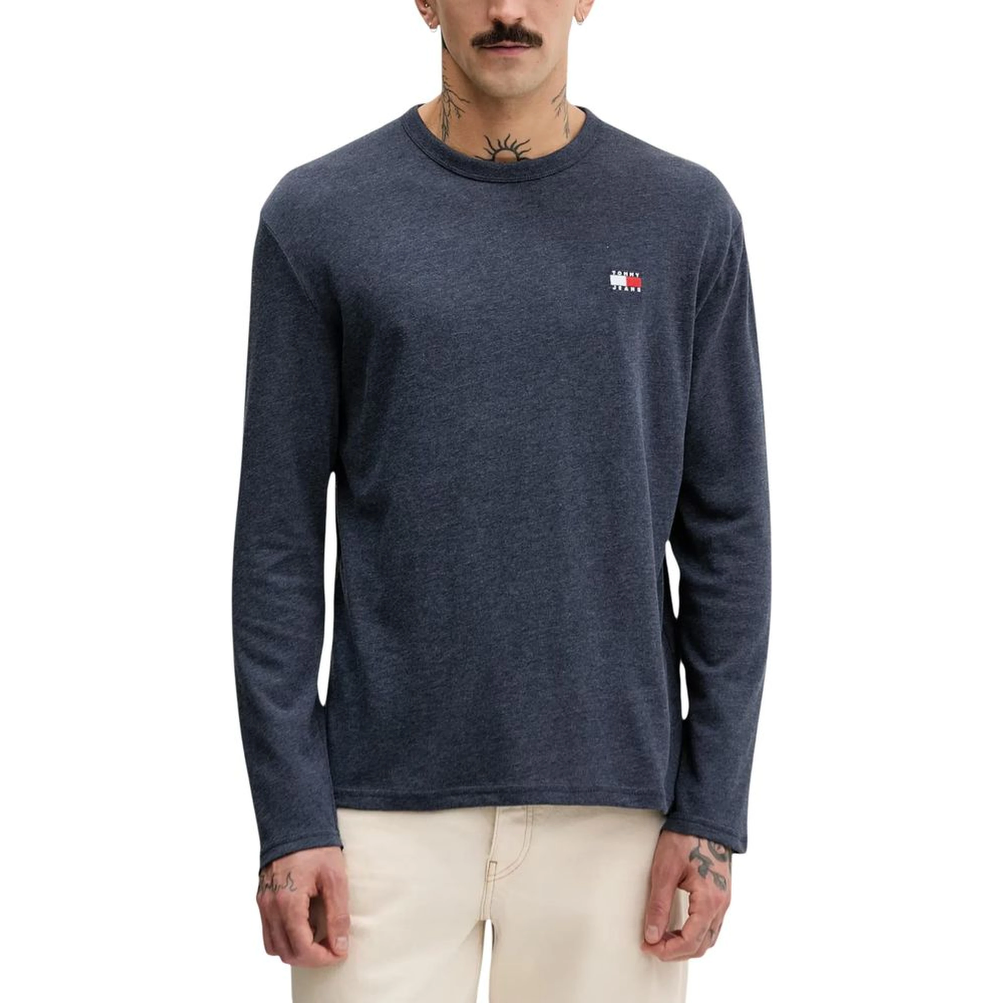 Blue Recycled Cotton Long Sleeve T-Shirt