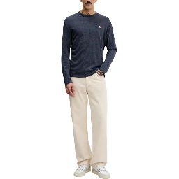 Blue Recycled Cotton Long Sleeve T-Shirt