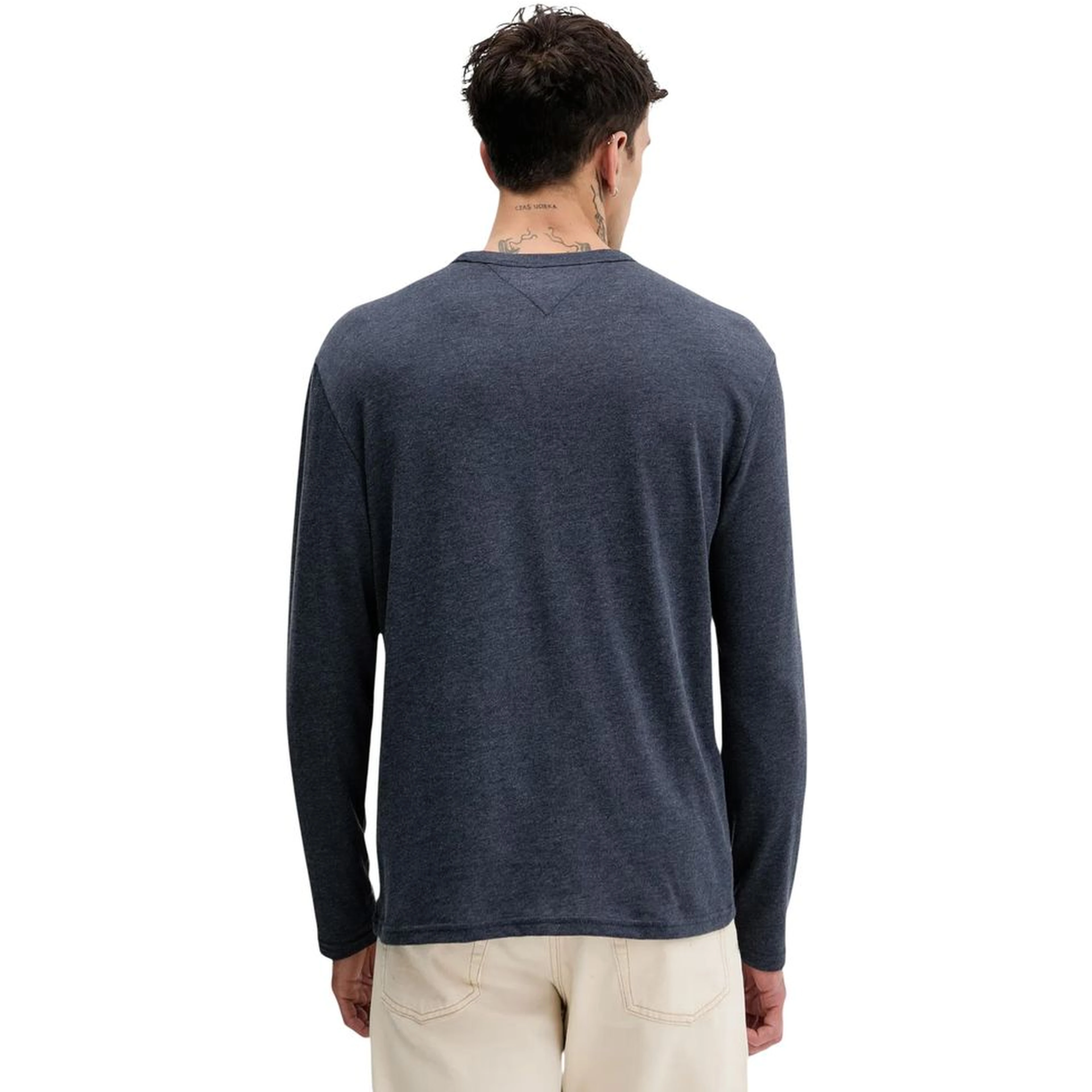 Blue Recycled Cotton Long Sleeve T-Shirt