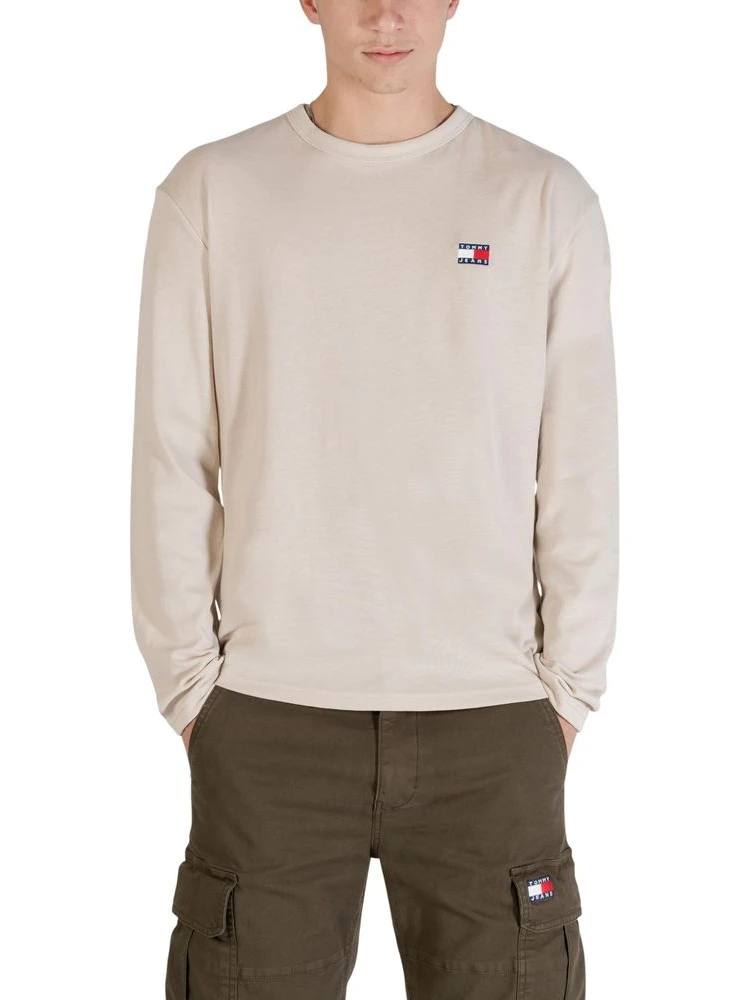 Beige Recycled Cotton Long Sleeve T-Shirt