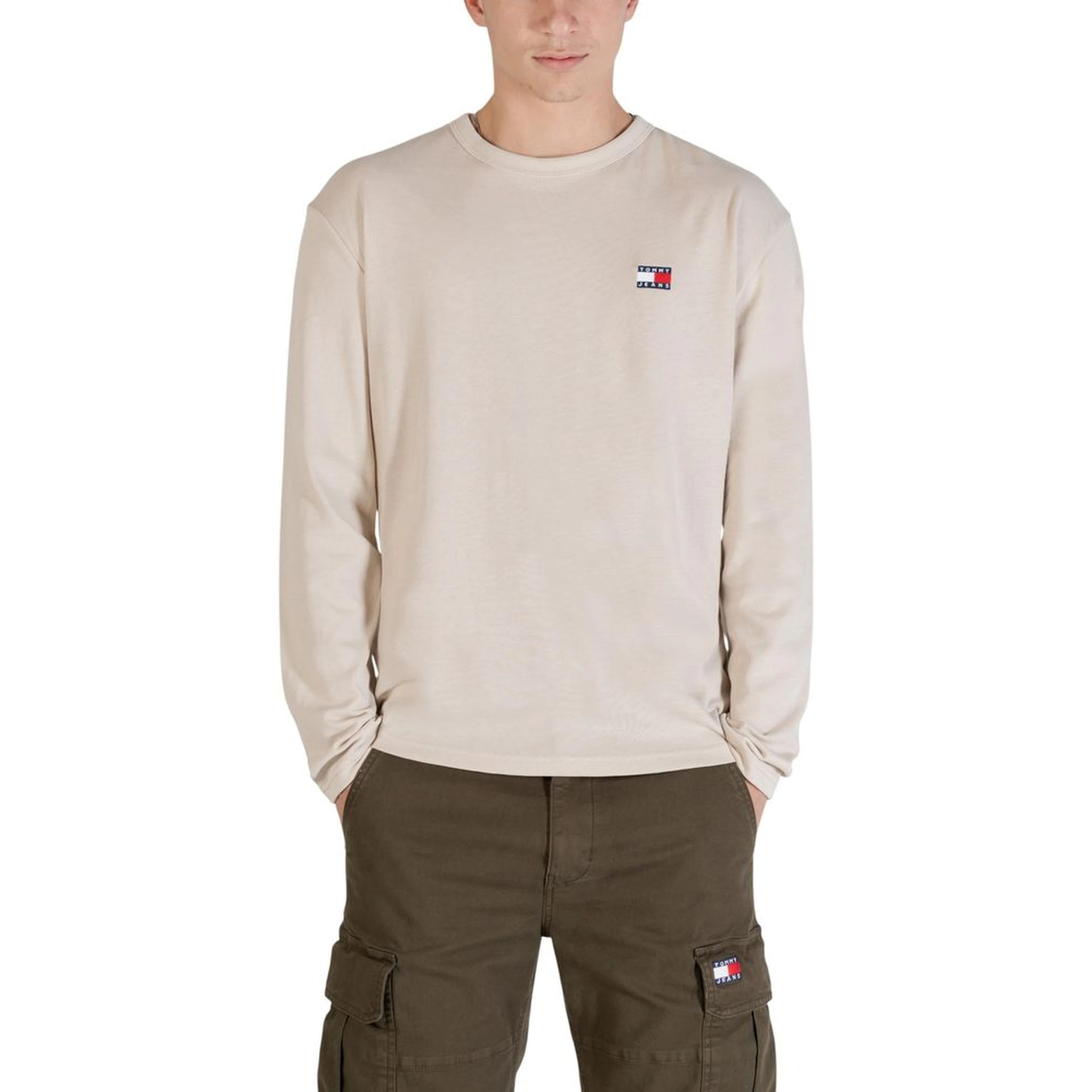 Beige Recycled Cotton Long Sleeve T-Shirt