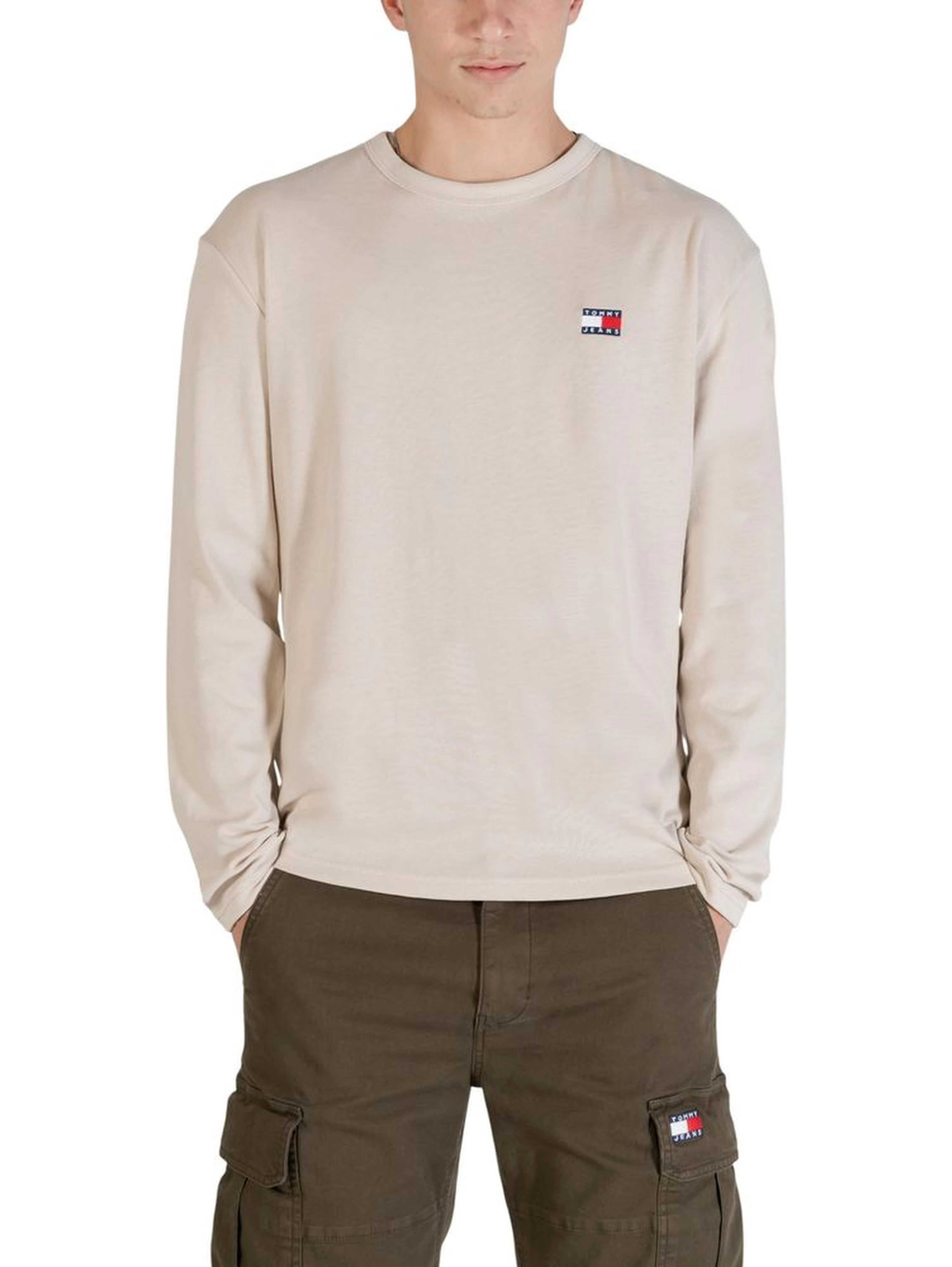 Beige Recycled Cotton Long Sleeve T-Shirt