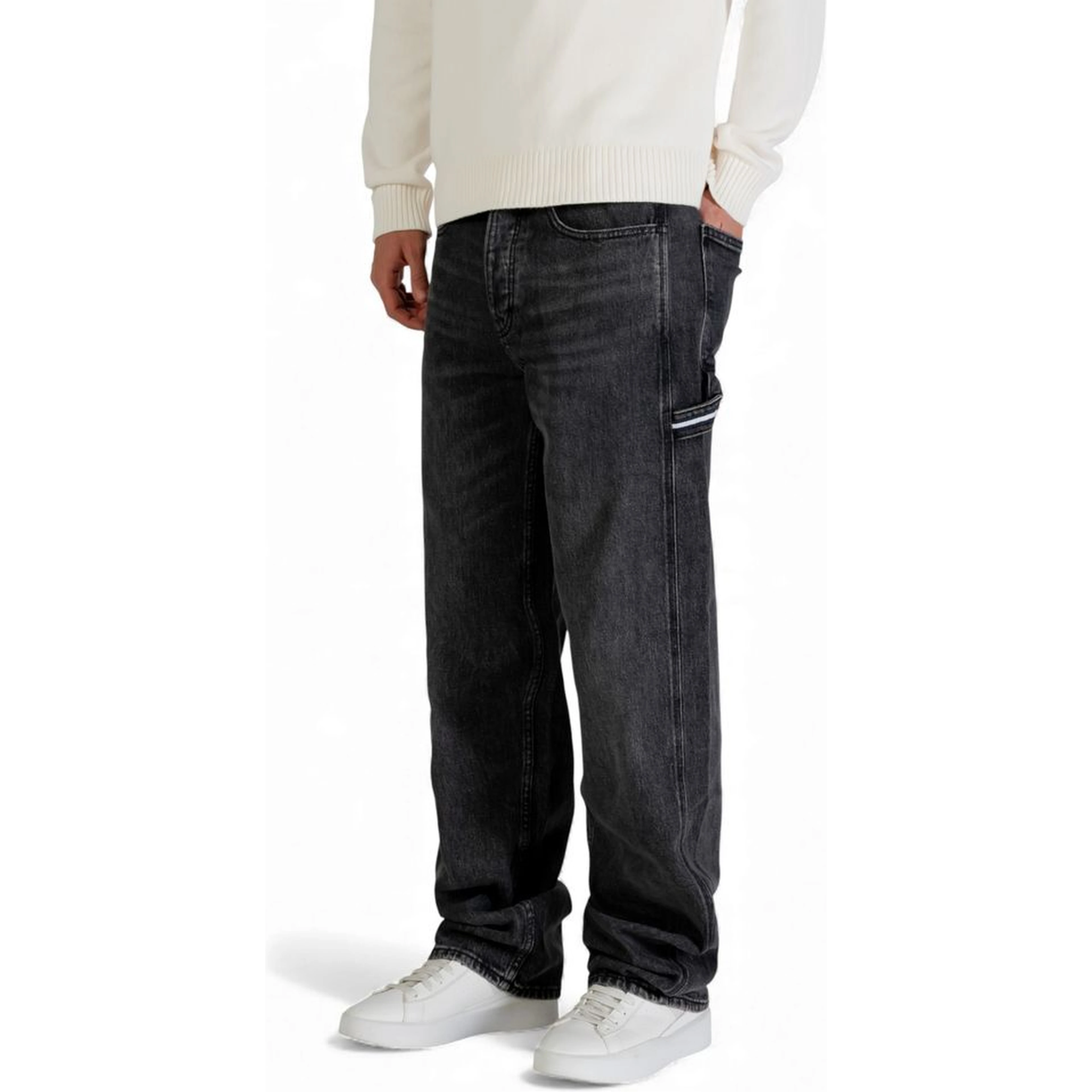 Black Recycled Cotton Relaxed Fit Jeans